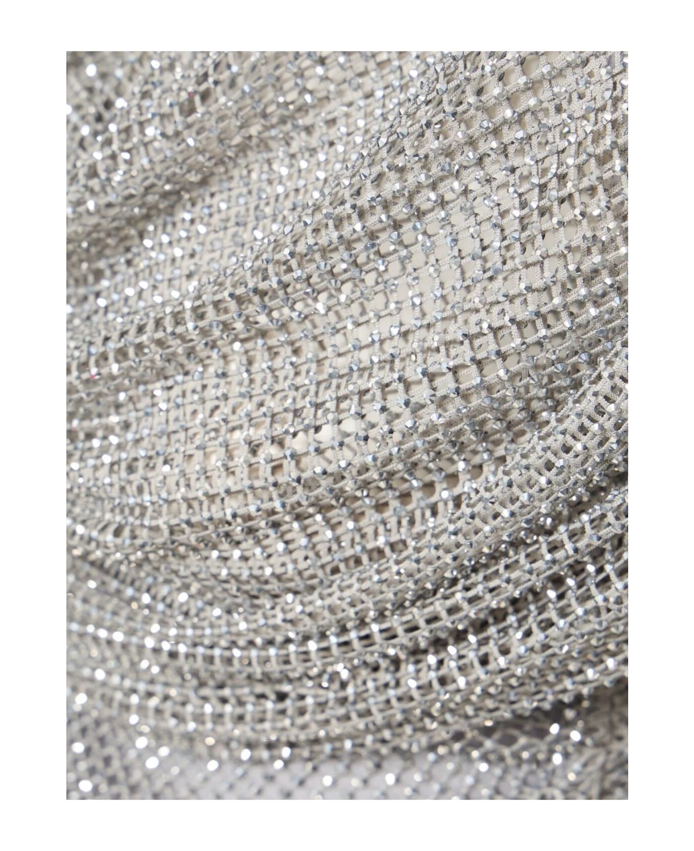 Giuseppe di Morabito Long Sleeve Hooded Mini Dress In Crystal Net - ARGENTO