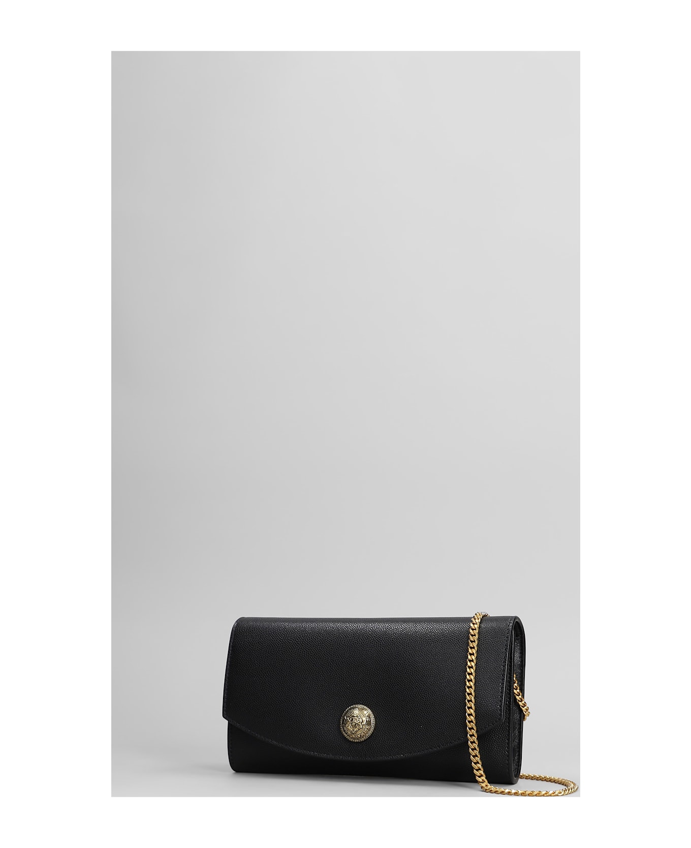 Balmain Embleme Clutch In Black Leather - black