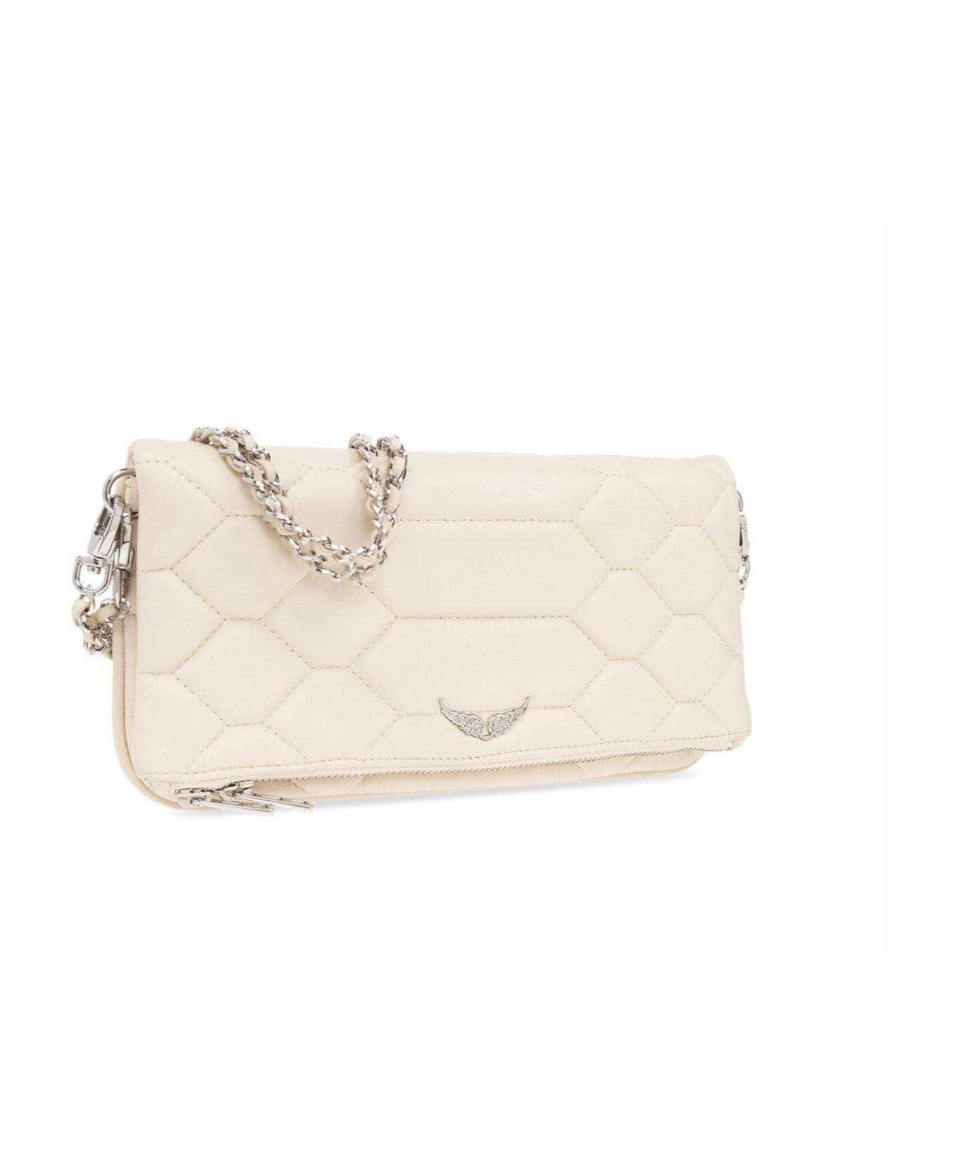 Zadig & Voltaire Rock Xl Quilted Clutch Bag - Cream ショルダーバッグ