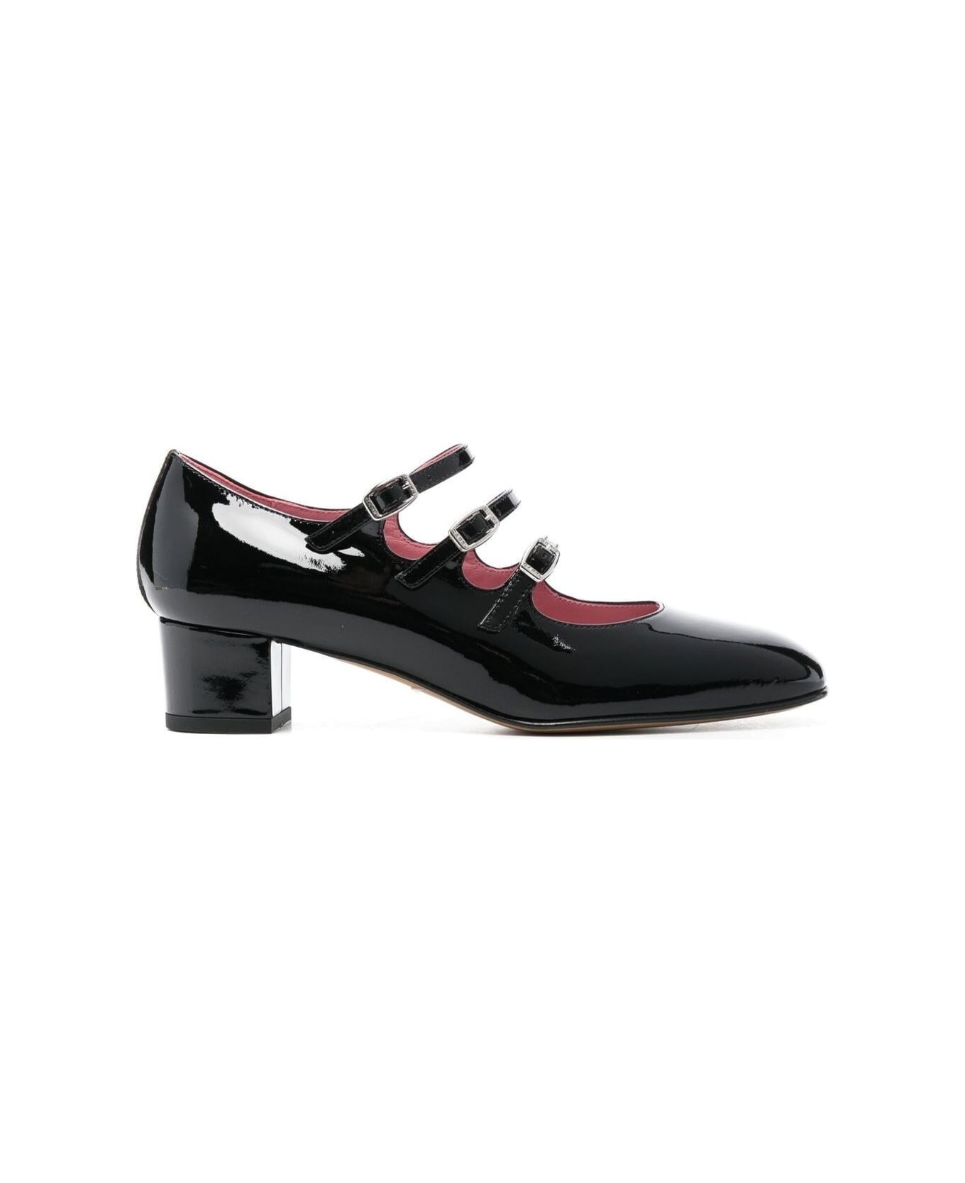 Carel 'kina' Black Mary Janes With Straps And Block Heel In Patent Leather Woman - Black