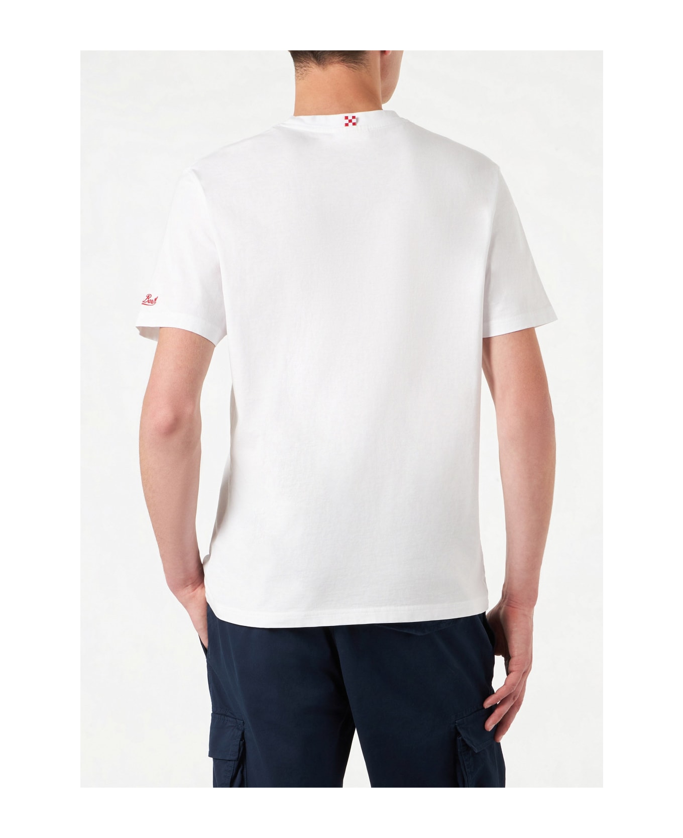 MC2 Saint Barth Man T-shirt With Padel Addicted Front Embroidery - WHITE