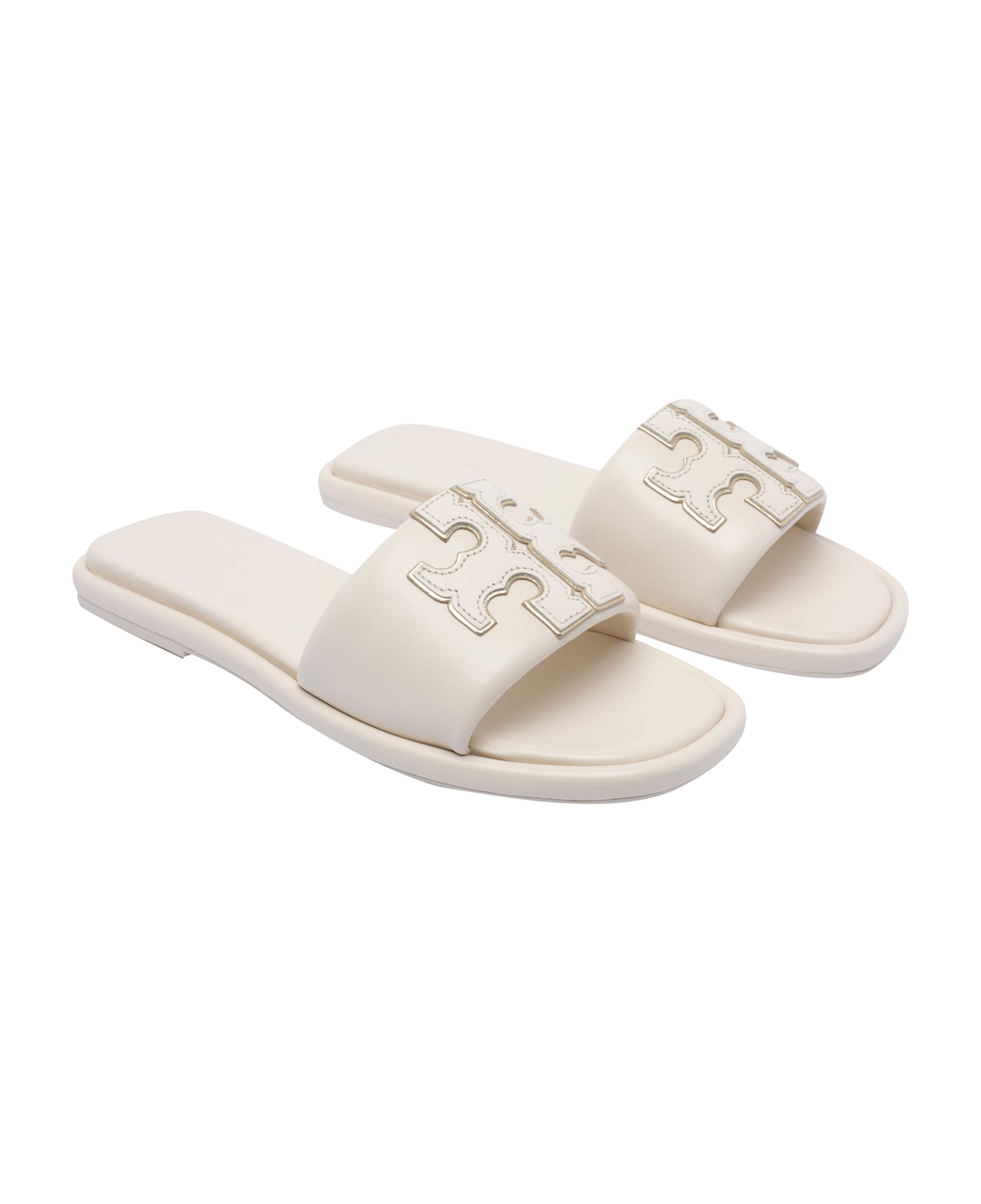 Tory Burch Double T Sport Slides - White