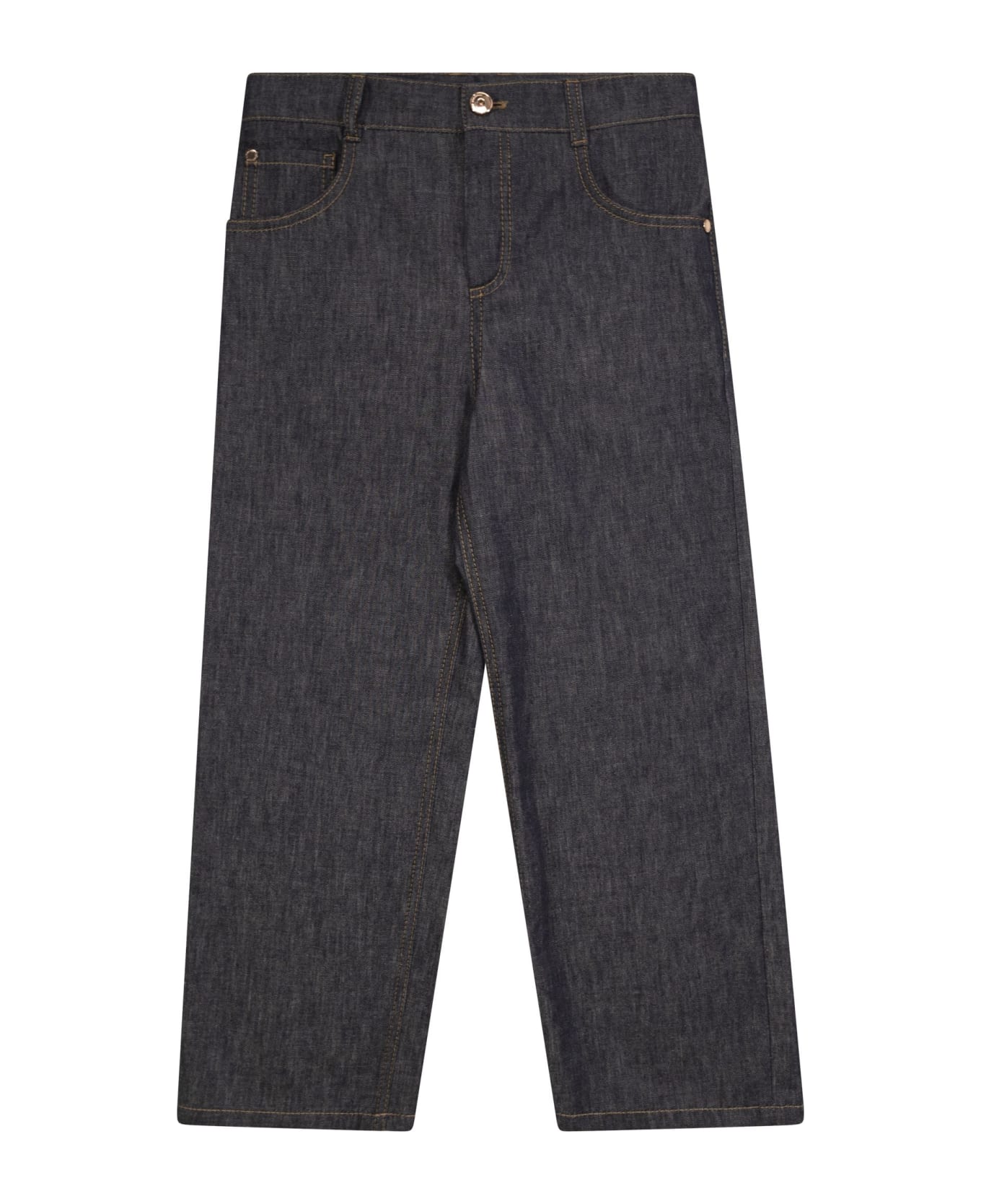 Brunello Cucinelli Straight Denim No Fade Trousers With Jewellery - Dark Denim