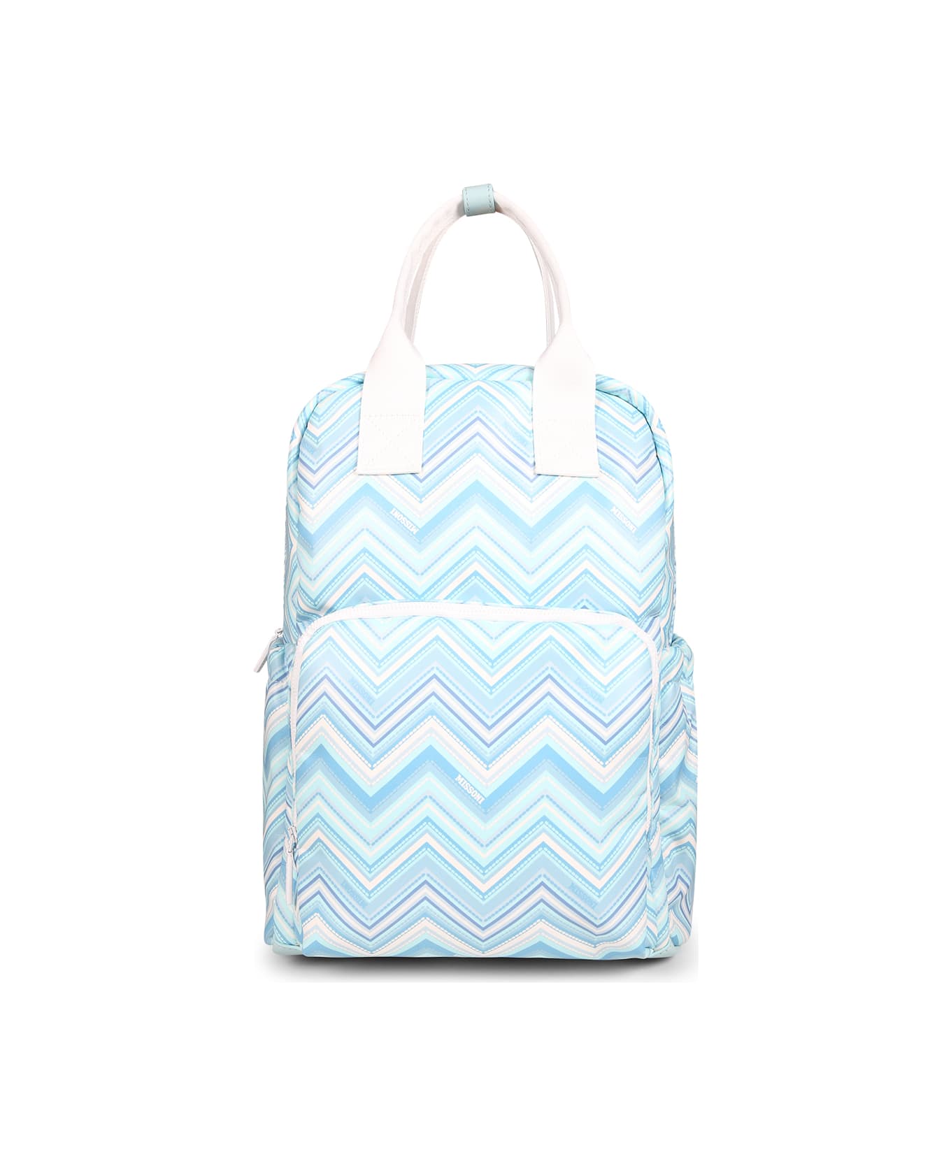 Missoni Kids Light Blue Changing Bag For Baby Boy With Chevron Pattern - Light Blue