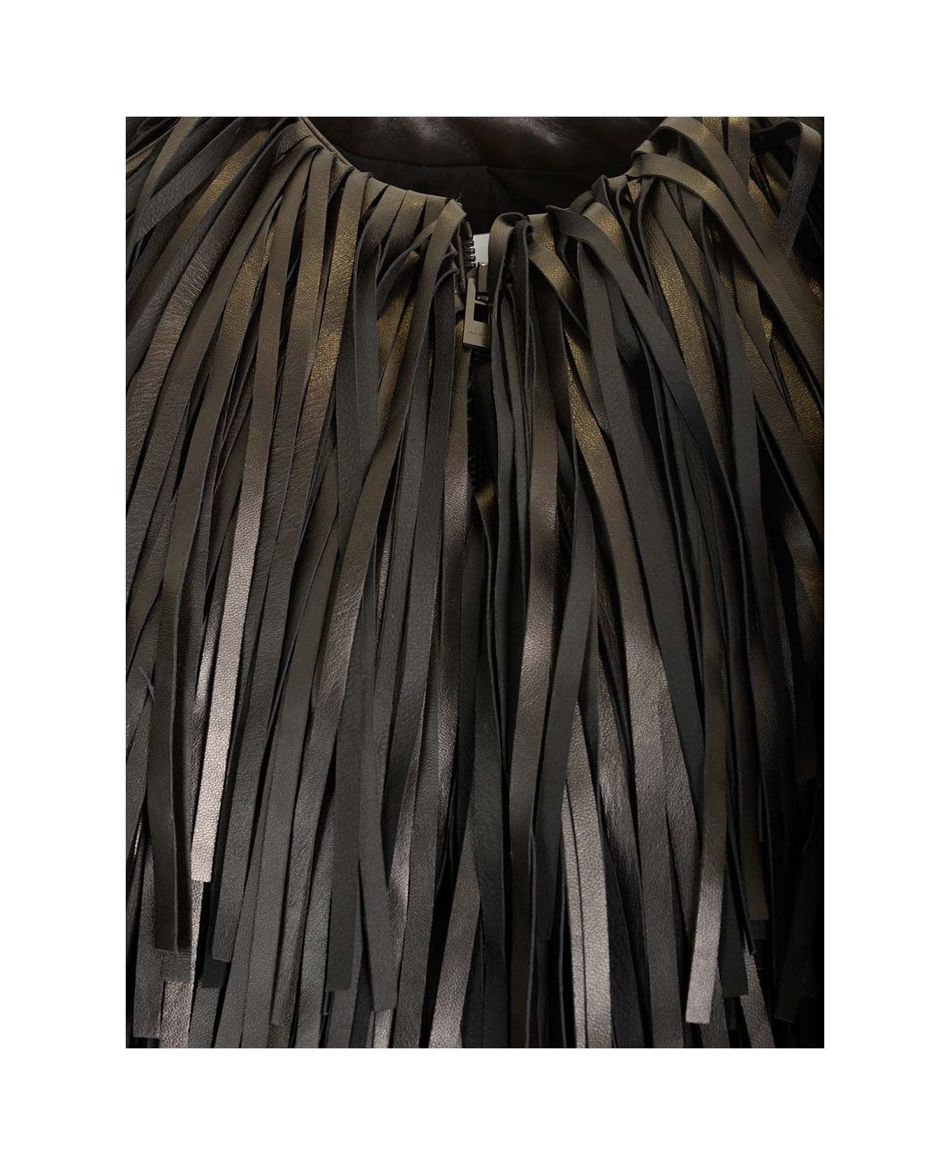 Alaia Fringed Bomber Jacket - Black