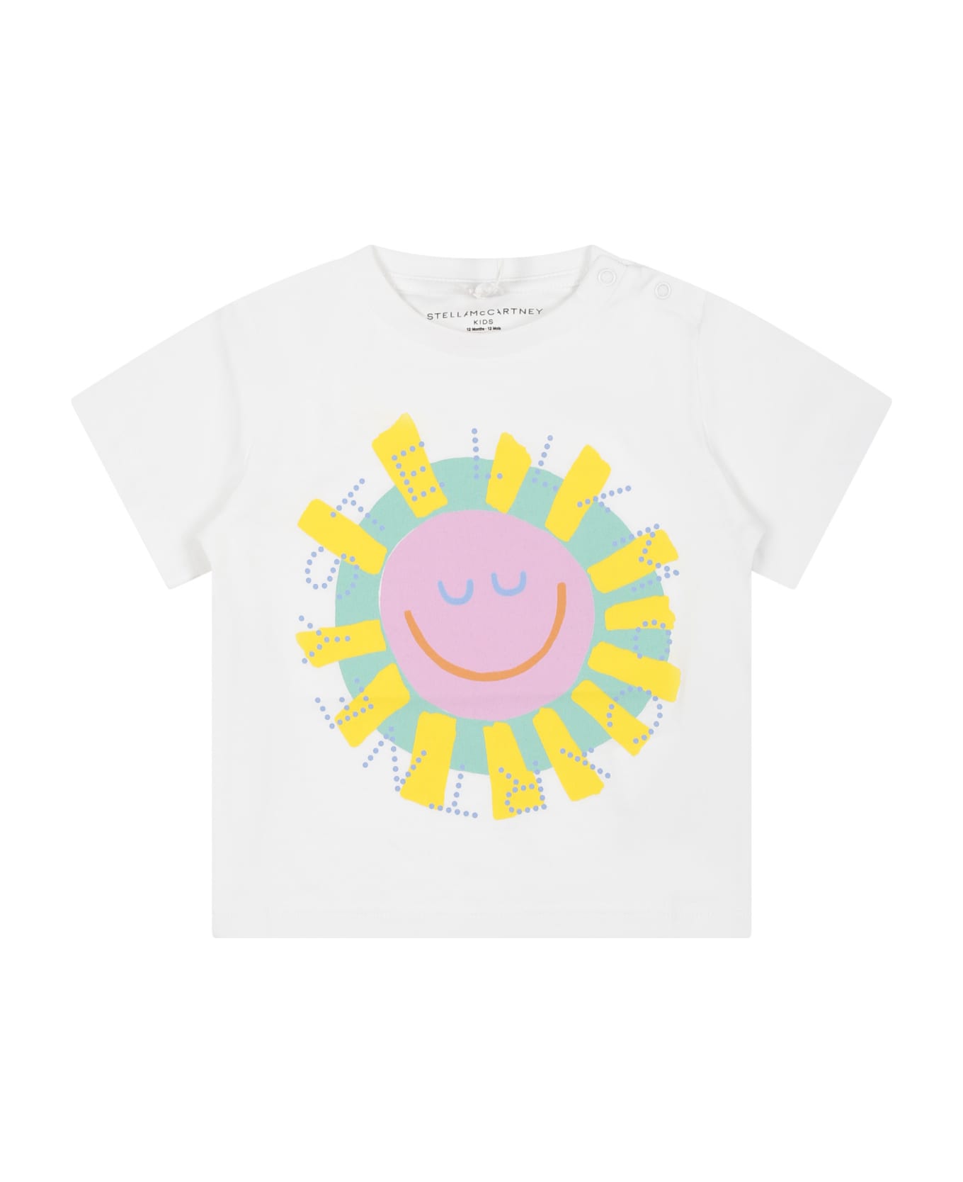 Stella McCartney Kids White T-shirt For Baby Girl With Multicolor Sun Print - White