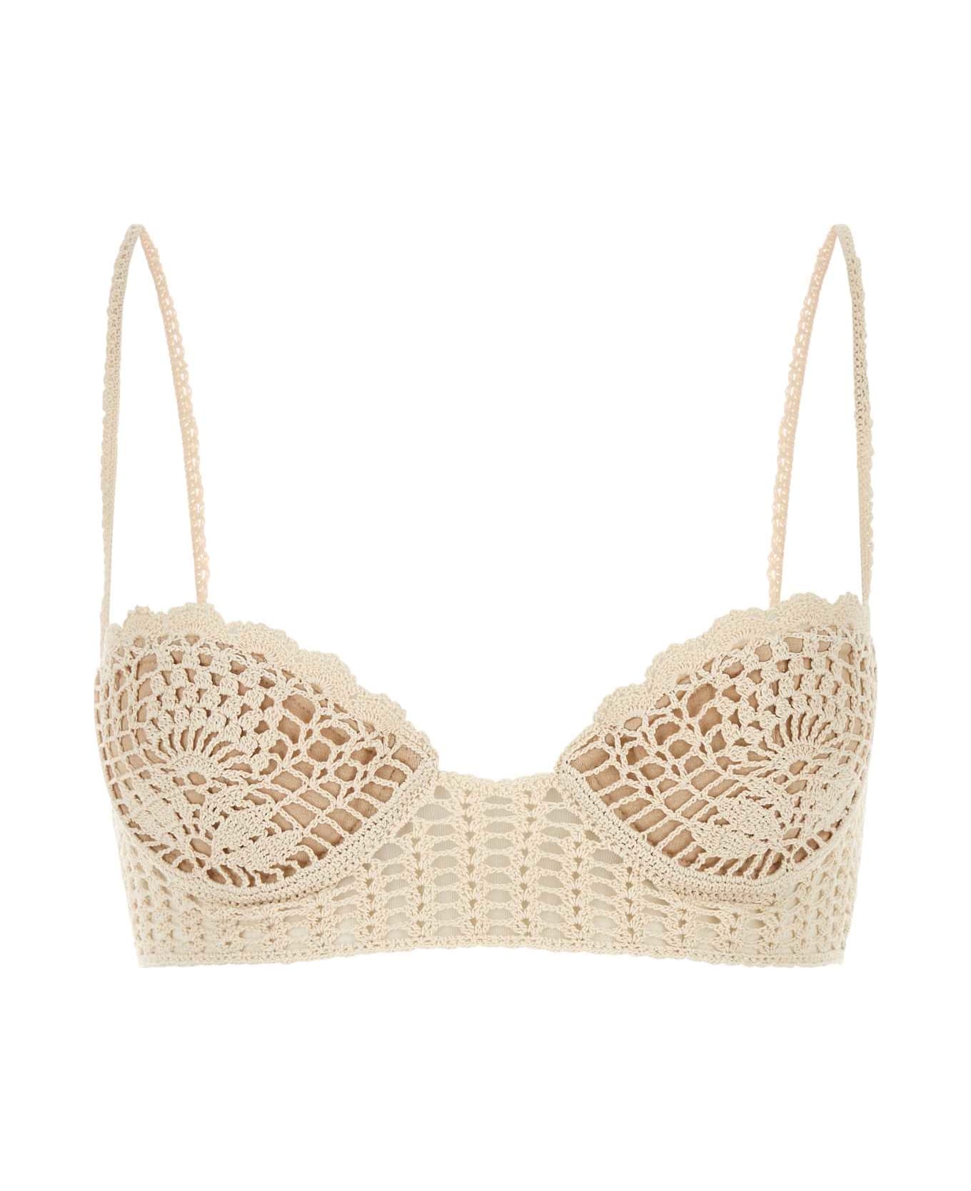 Magda Butrym Ivory Crochet Bra - CREAM