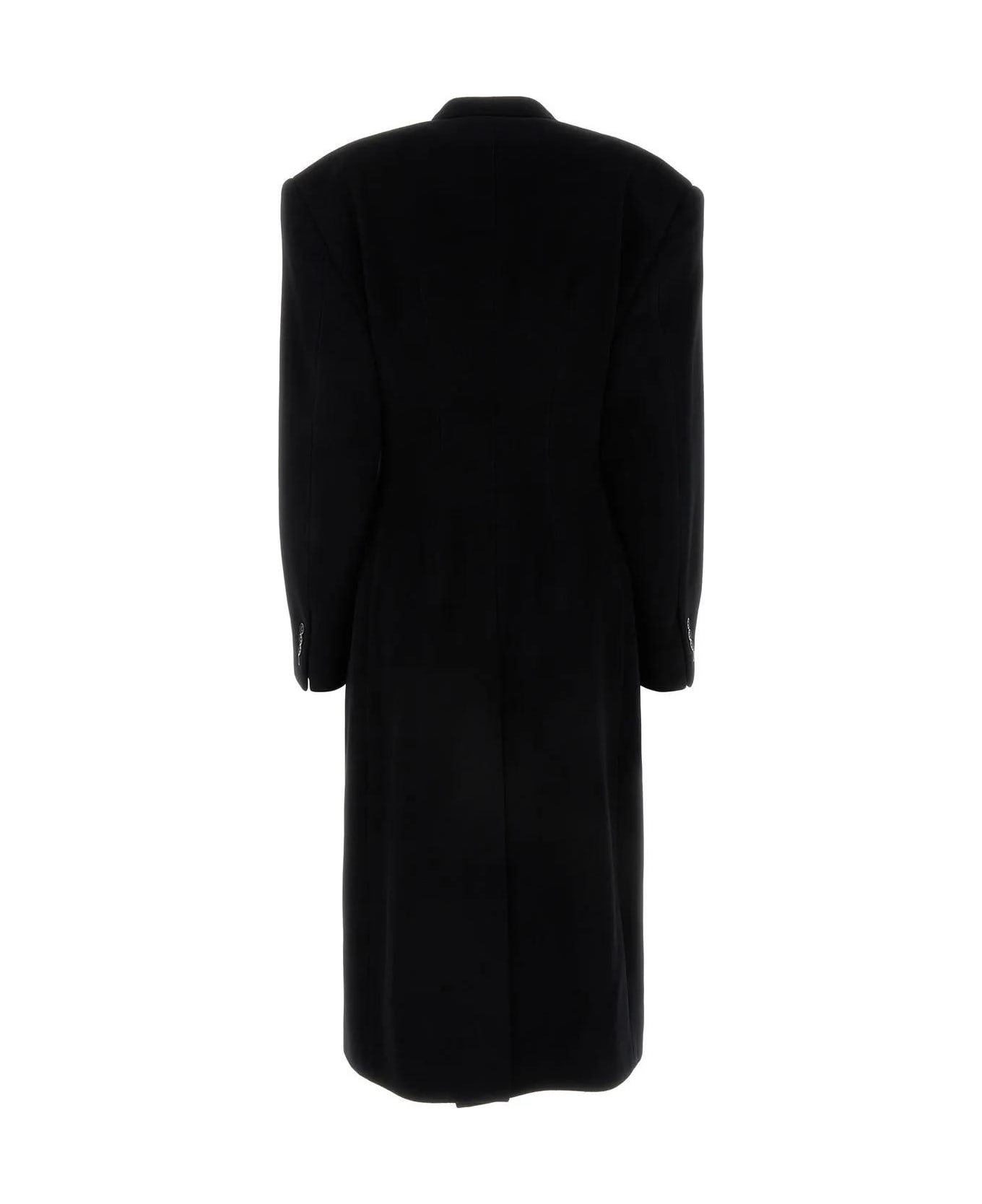 Balenciaga Black Cashmere Blend Oversize Cinched Coat - Black レインコート
