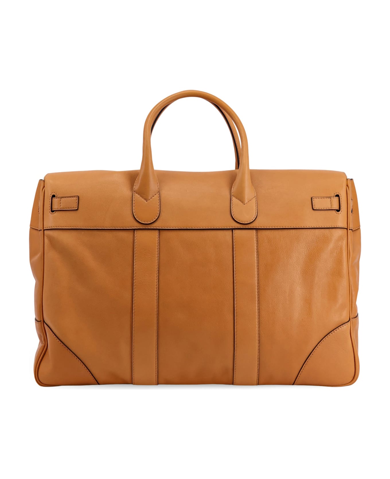 Brunello Cucinelli Leather Travel Bag With Engraved Logo On The Front - Denim