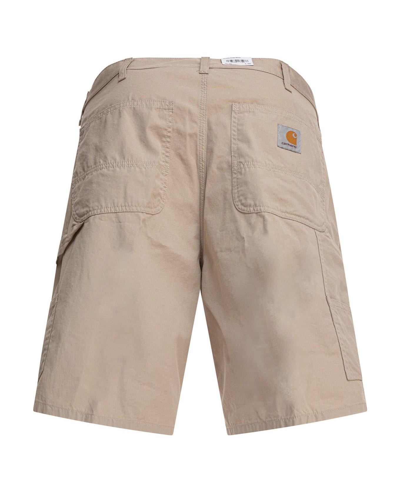 Carhartt Double Knee Shorts In Beige Cotton