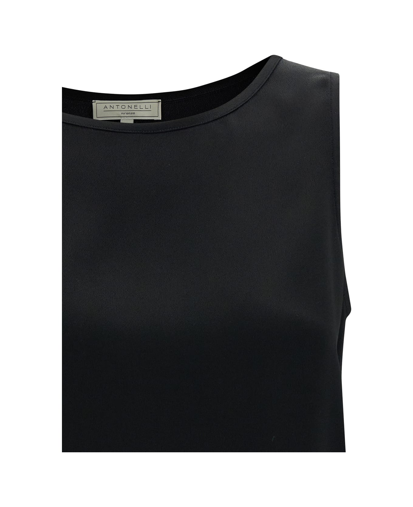 Antonelli 'perugia' Black Sleeveless Top With U Neckline In Silk Blend Woman - Black タンクトップ