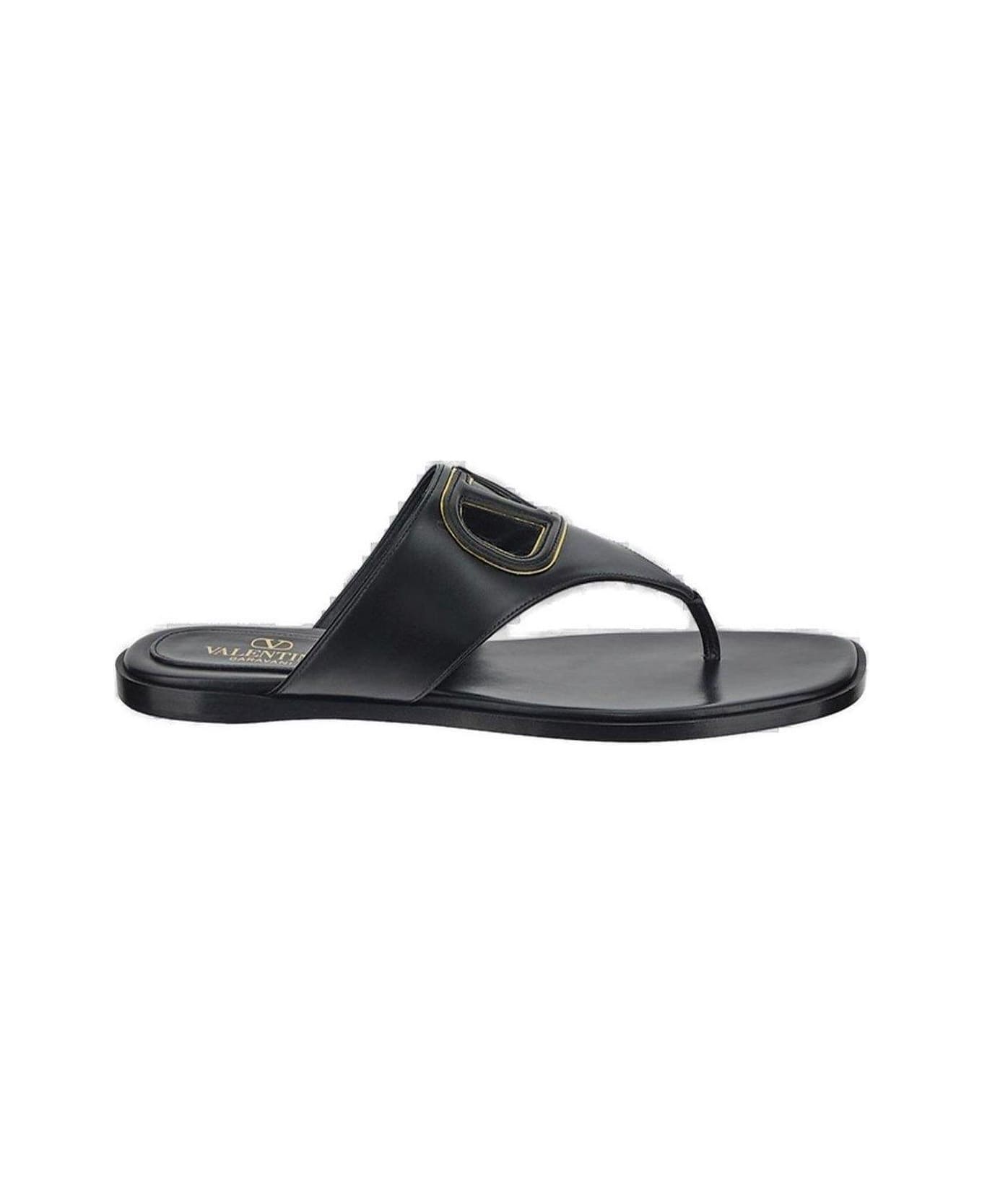 Valentino Garavani Vlogo Patch Cut-out Slip-on Sandals - Black