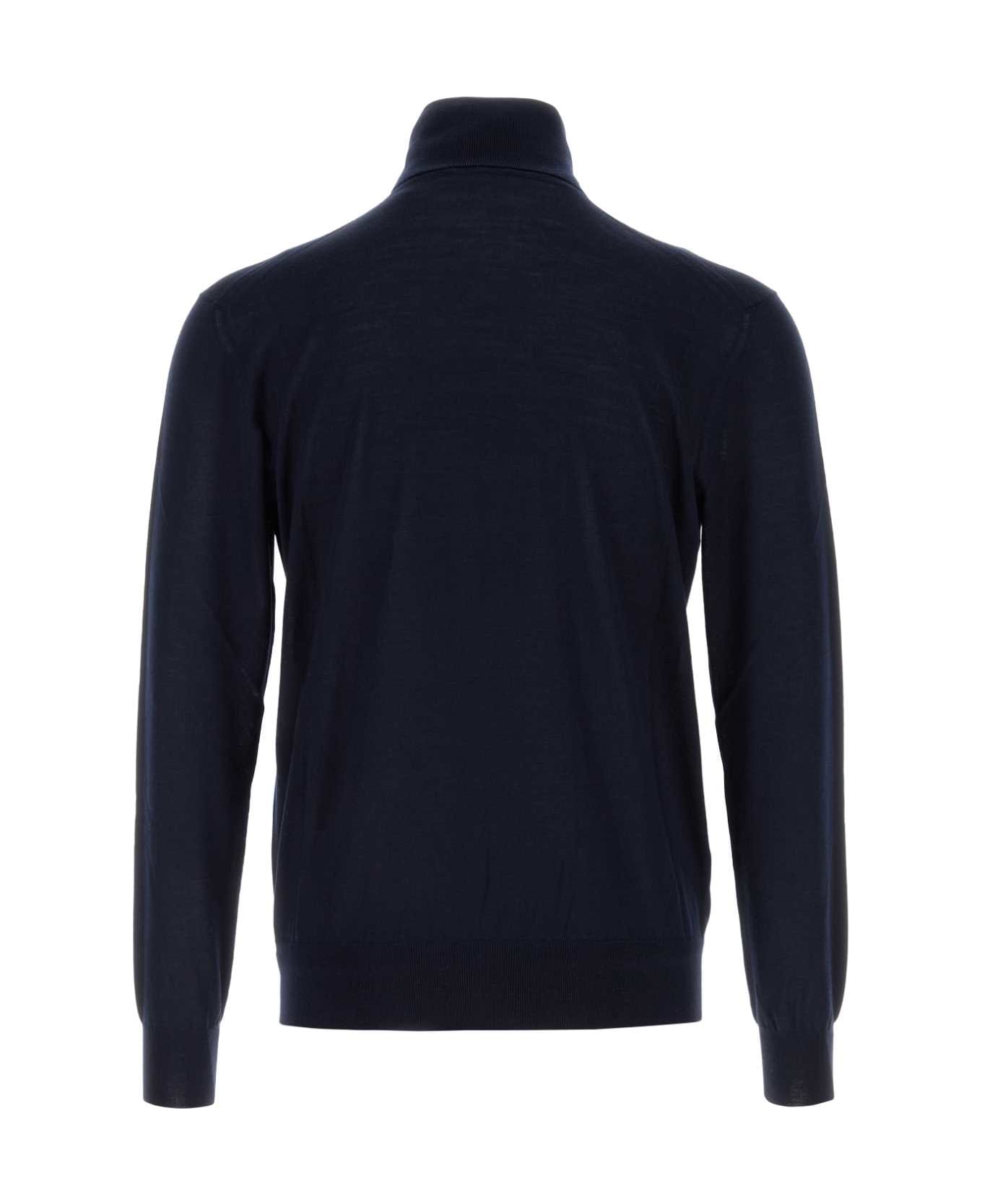 Saint Laurent Navy Blue Cashmere Blend Sweater - BLEUNUIT