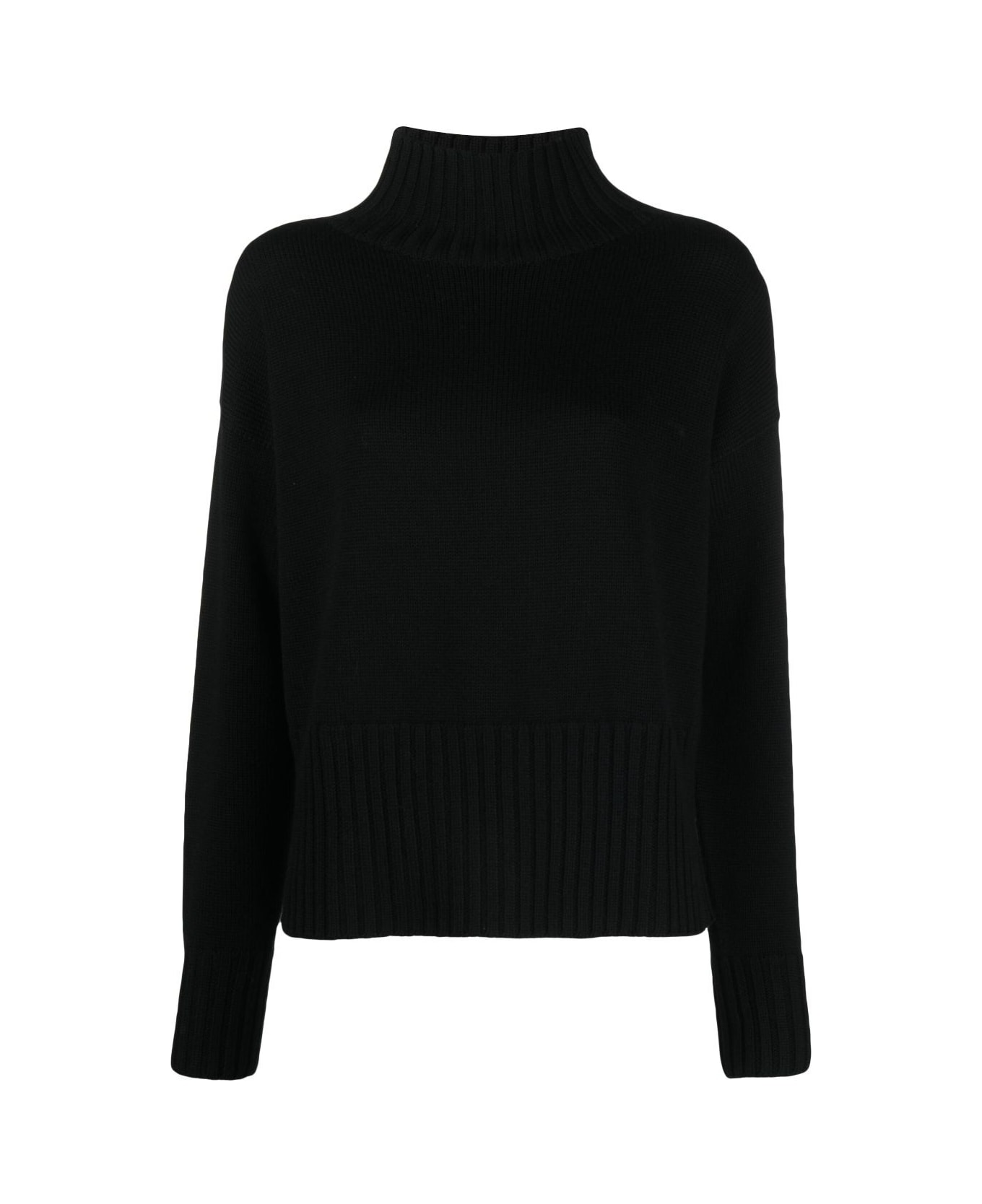 Drumohr Long Sleeves Turtle Neck Oversized Sweater - Black