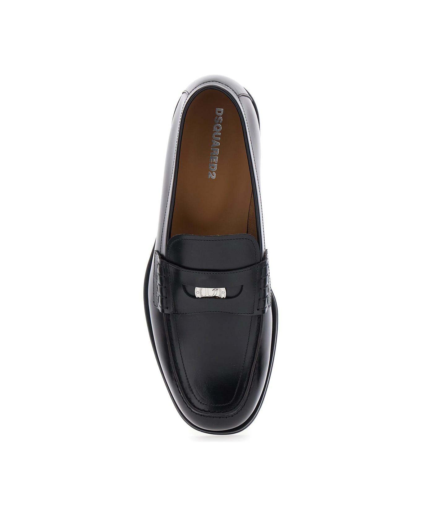 Dsquared2 Black Loafers With Logo Plaque On The Front And Logo Lettering On The Heel In Leather Man - Black