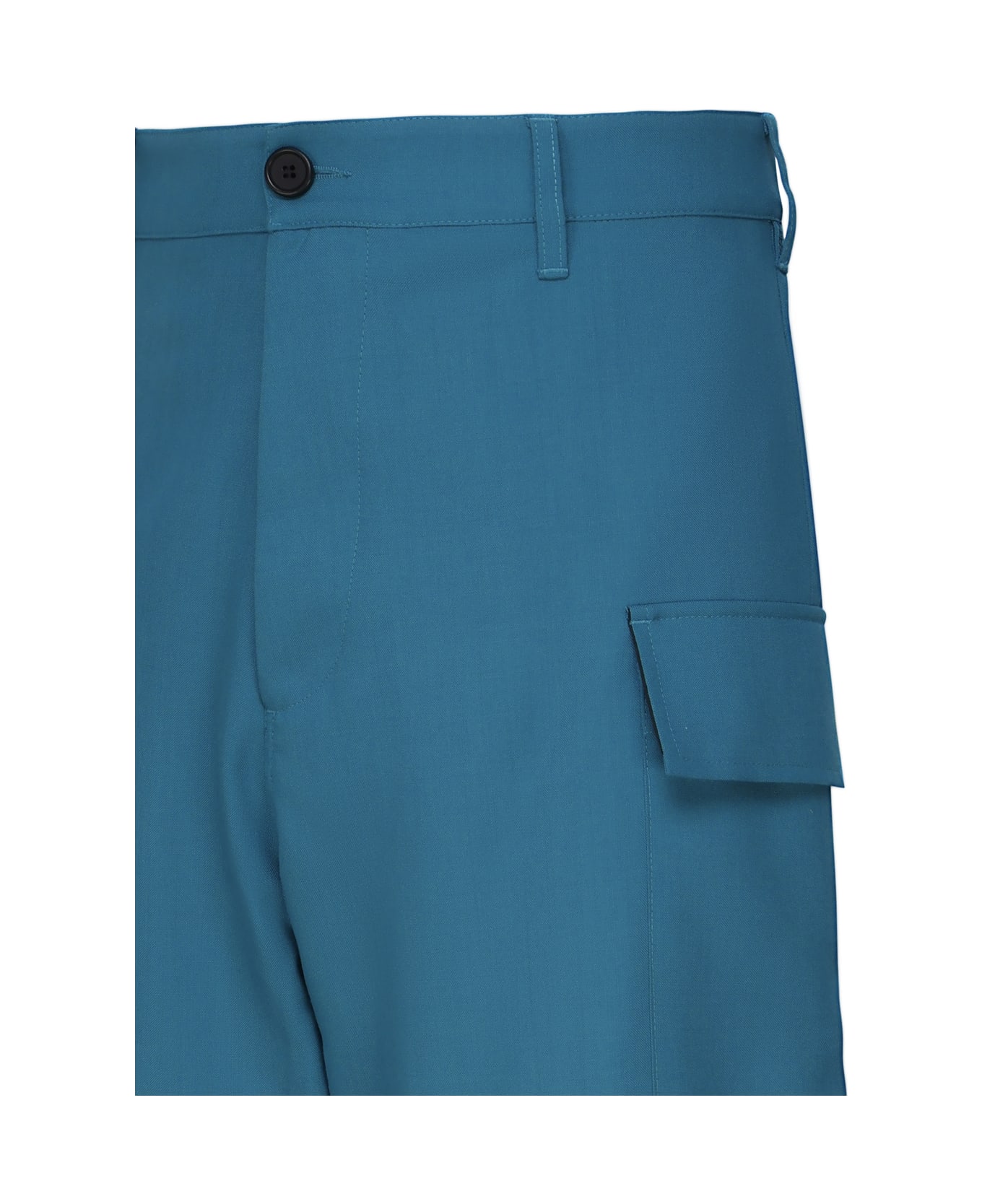 Marni Cool Wool Trousers With Cargo Pockets - Petrol blue ボトムス