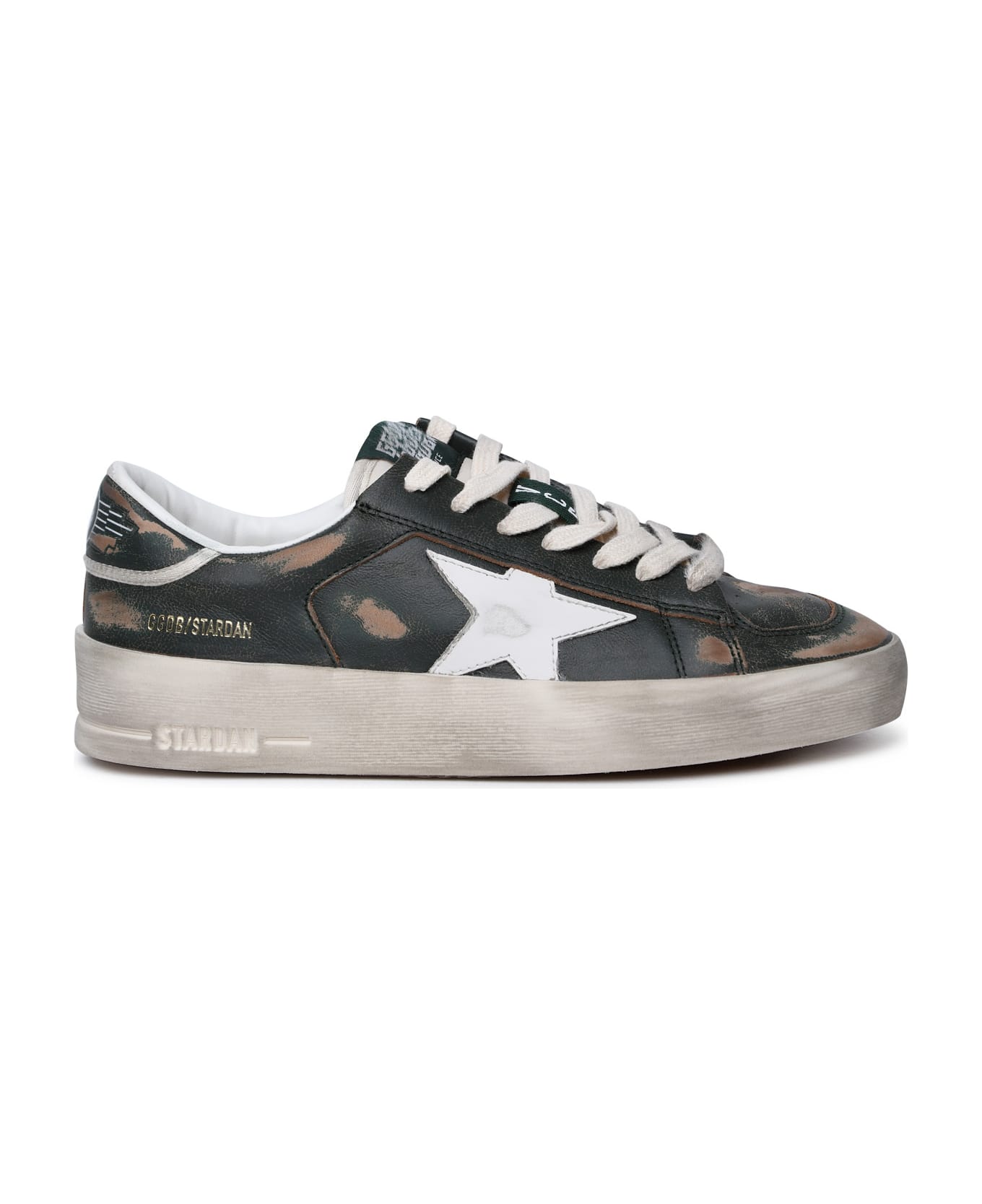 Golden Goose Stardan Distressed Lace-up Sneakers - GREEN-WHITE