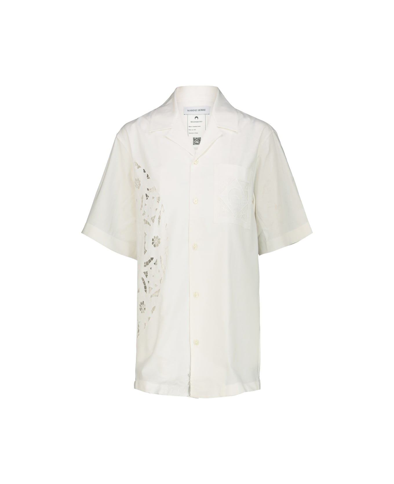 Marine Serre Bowling Shirt In Regenerated Household Linen - Off White