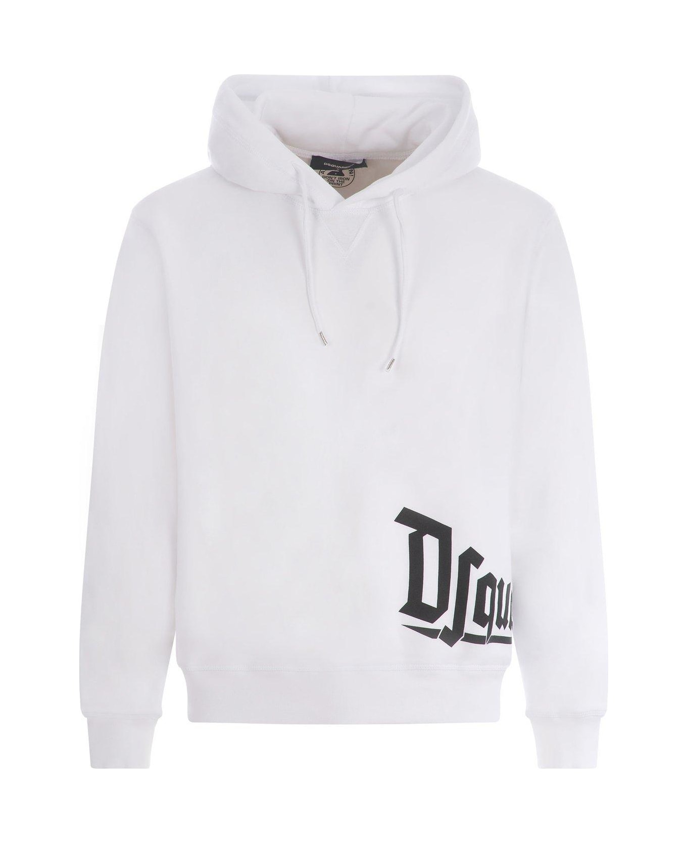 Dsquared2 Logo-printed Drawstring Hoodie - Bianco