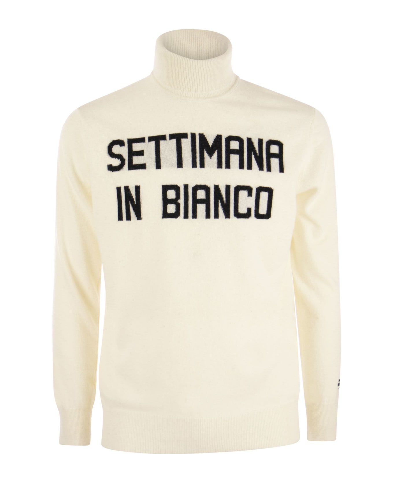 MC2 Saint Barth Wool And Cashmere Blend Turtleneck Sweater Settimana In Bianco - White