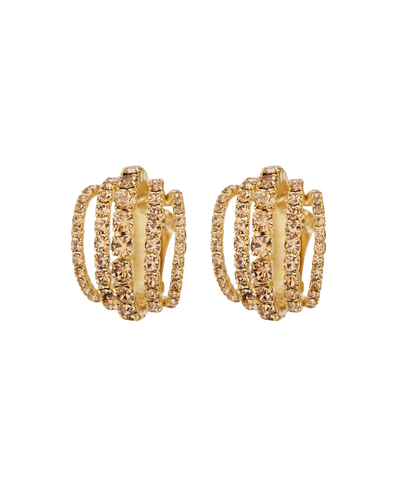 Silvia Gnecchi 
shells
 Metallic Earings With Rear Closure In Gold Pleated Brass Woman - Metallic