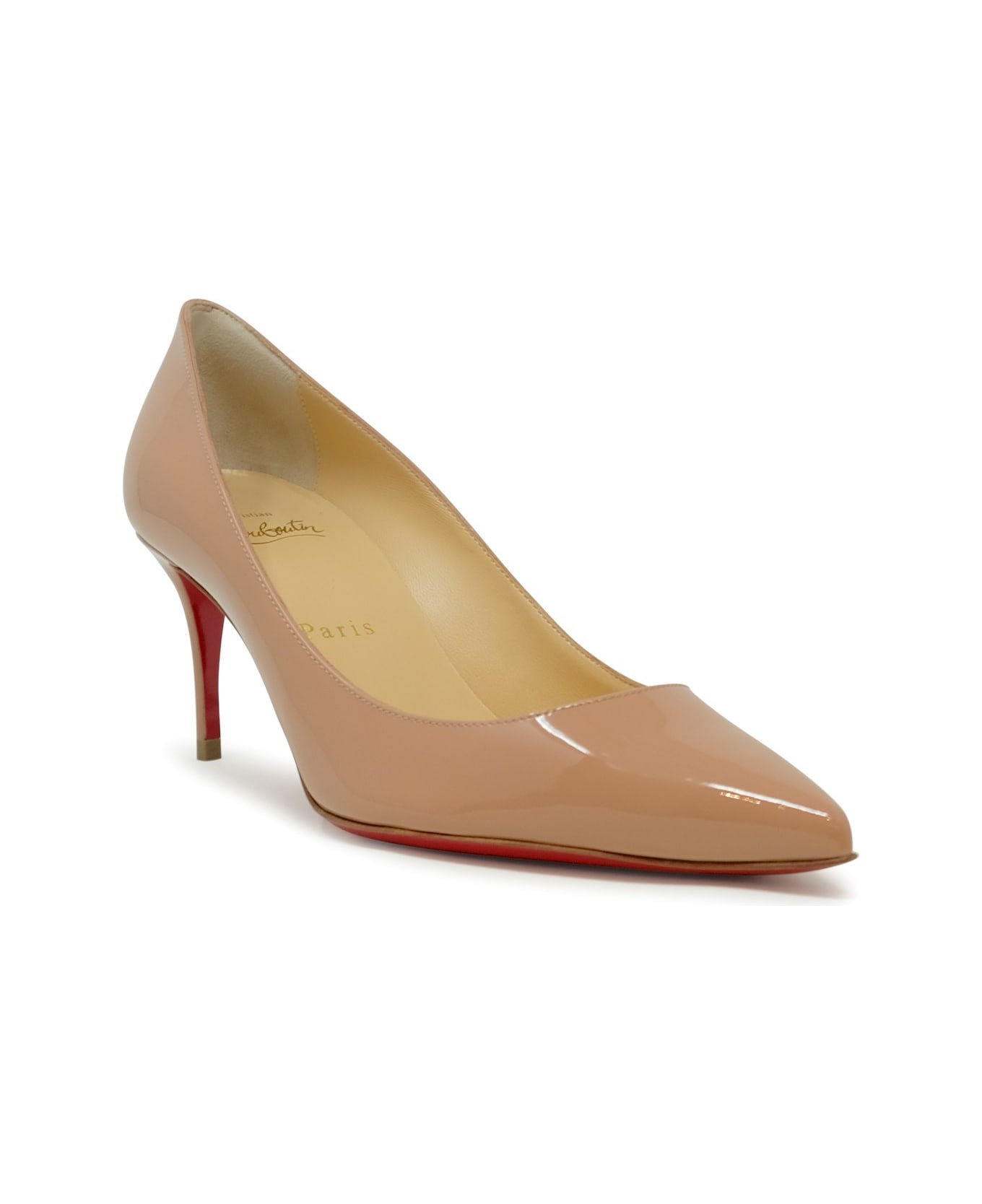 Christian Louboutin Nude Patent Kate 70 Pumps - NUDE