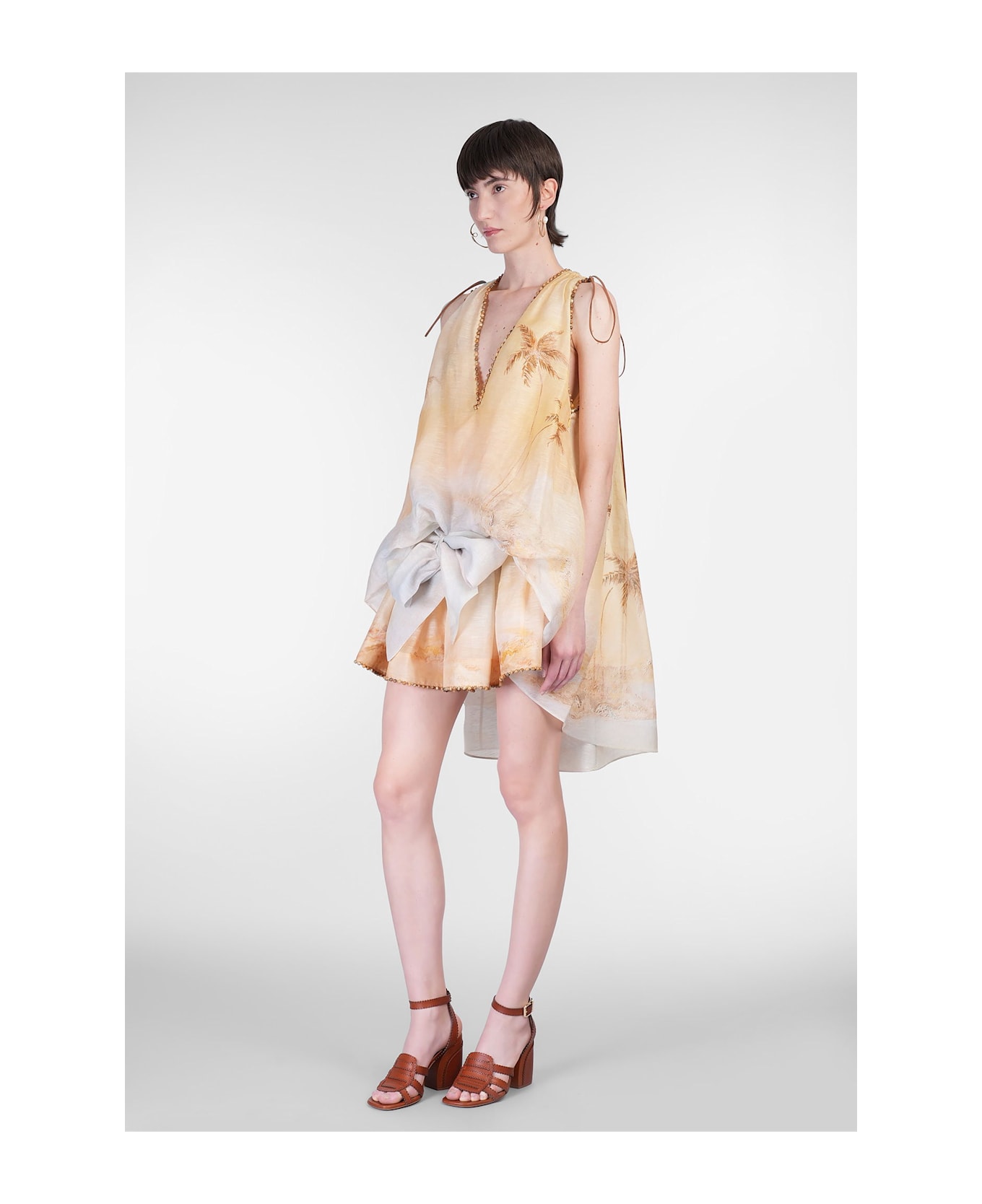 Zimmermann Mini Dress In Yellow Linen - yellow