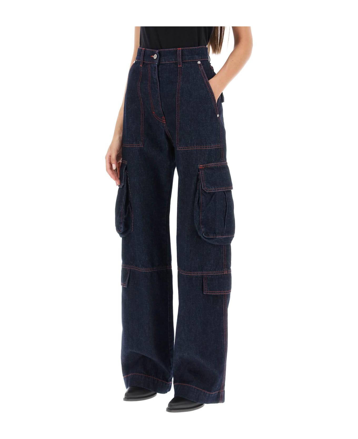 MSGM Cargo Jeans With Flared Cut - BLUE (Blue)
