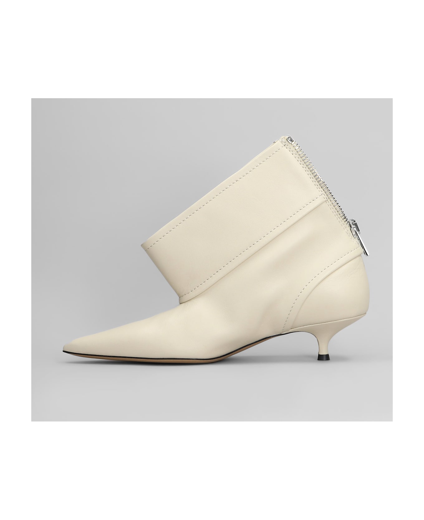 J.W. Anderson Biker Kitten Heel Low Heels Ankle Boots In Beige Leather - beige
