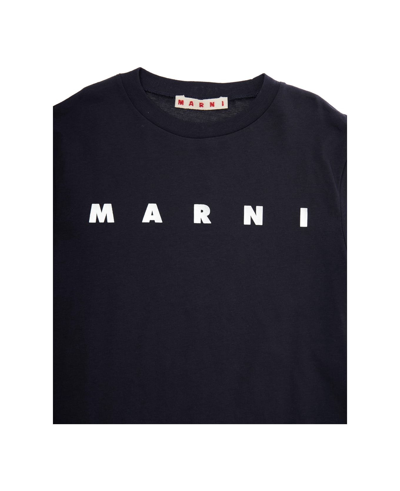 Marni Blue T-shirt With Logo Printed On The Front In Cotton Girl - Blu