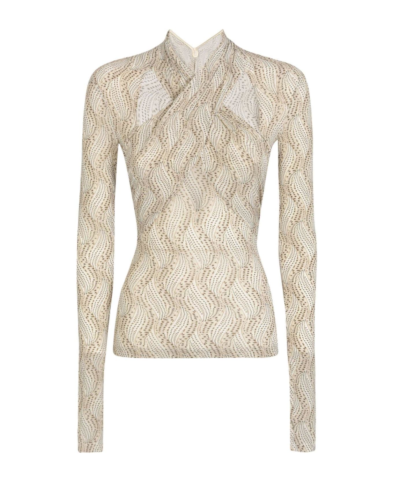 Isabel Marant Cut-out Detailed Crossover Neck Top - Beige