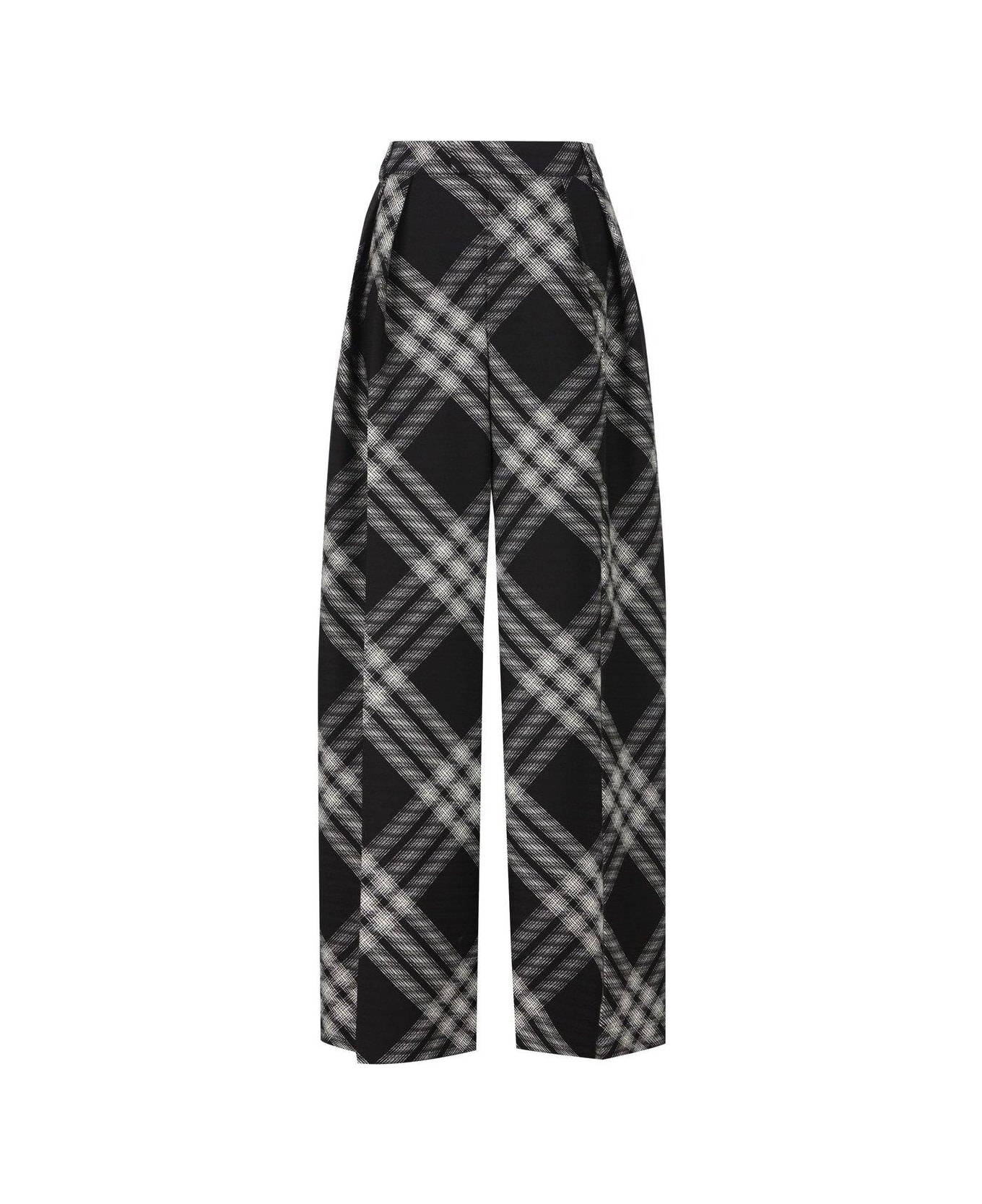 Burberry Vintage Check Wide-leg Trousers - Monochrome Ip Check