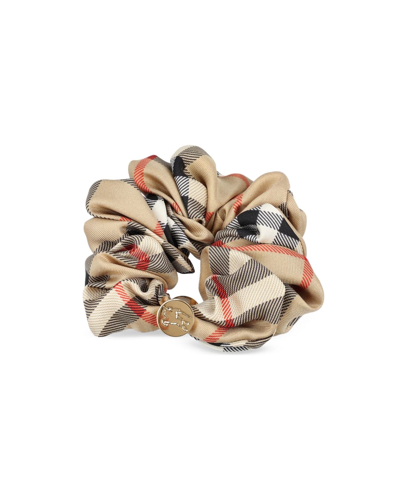 Burberry Check Silk Scrunchie - Beige