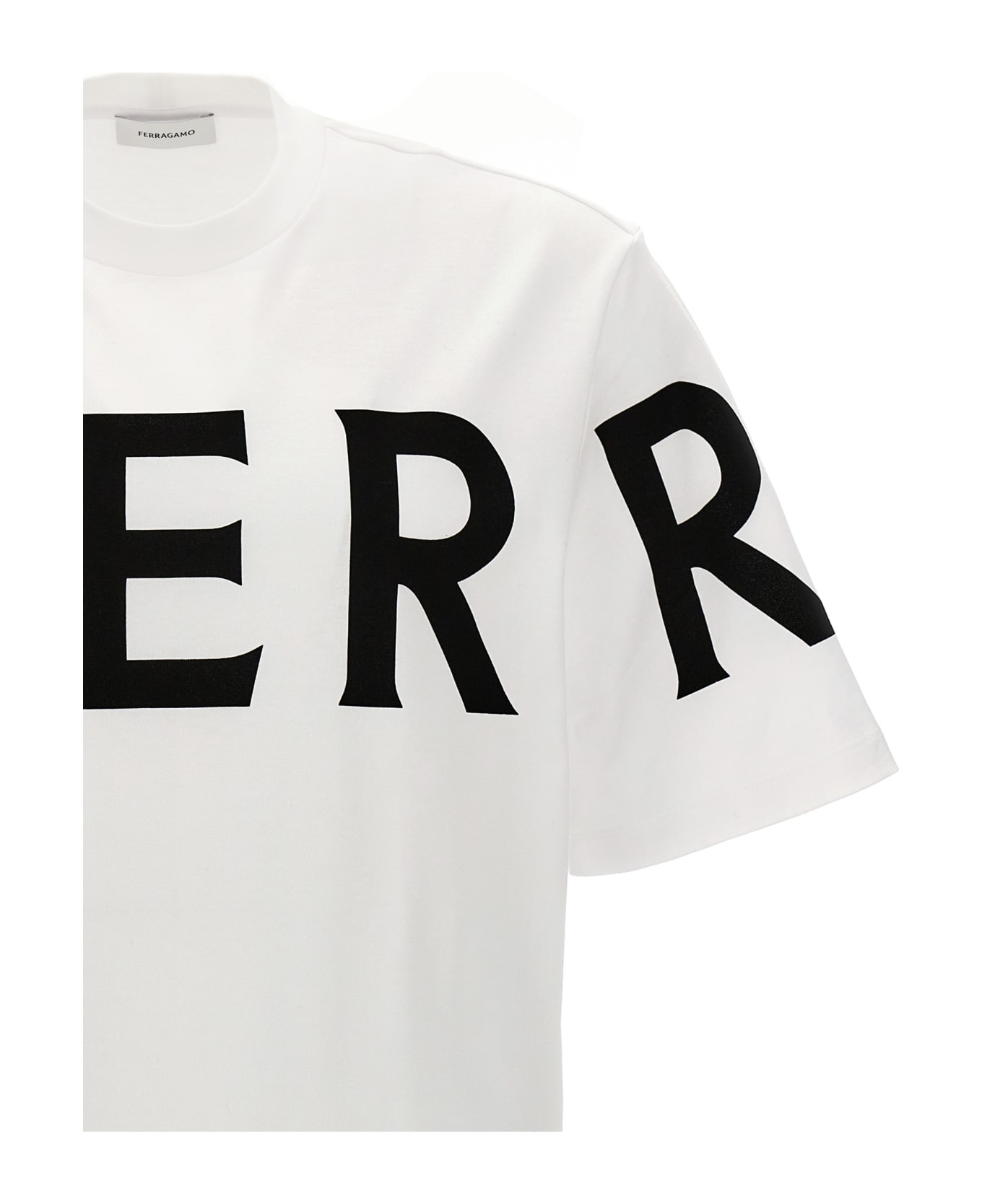 Ferragamo Logo Print T-shirt - White/Black シャツ