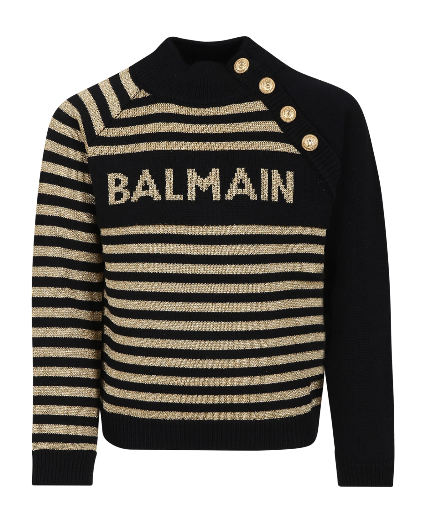 Balmain Black Sweater For Girl With Logo - Black ニットウェア＆スウェットシャツ