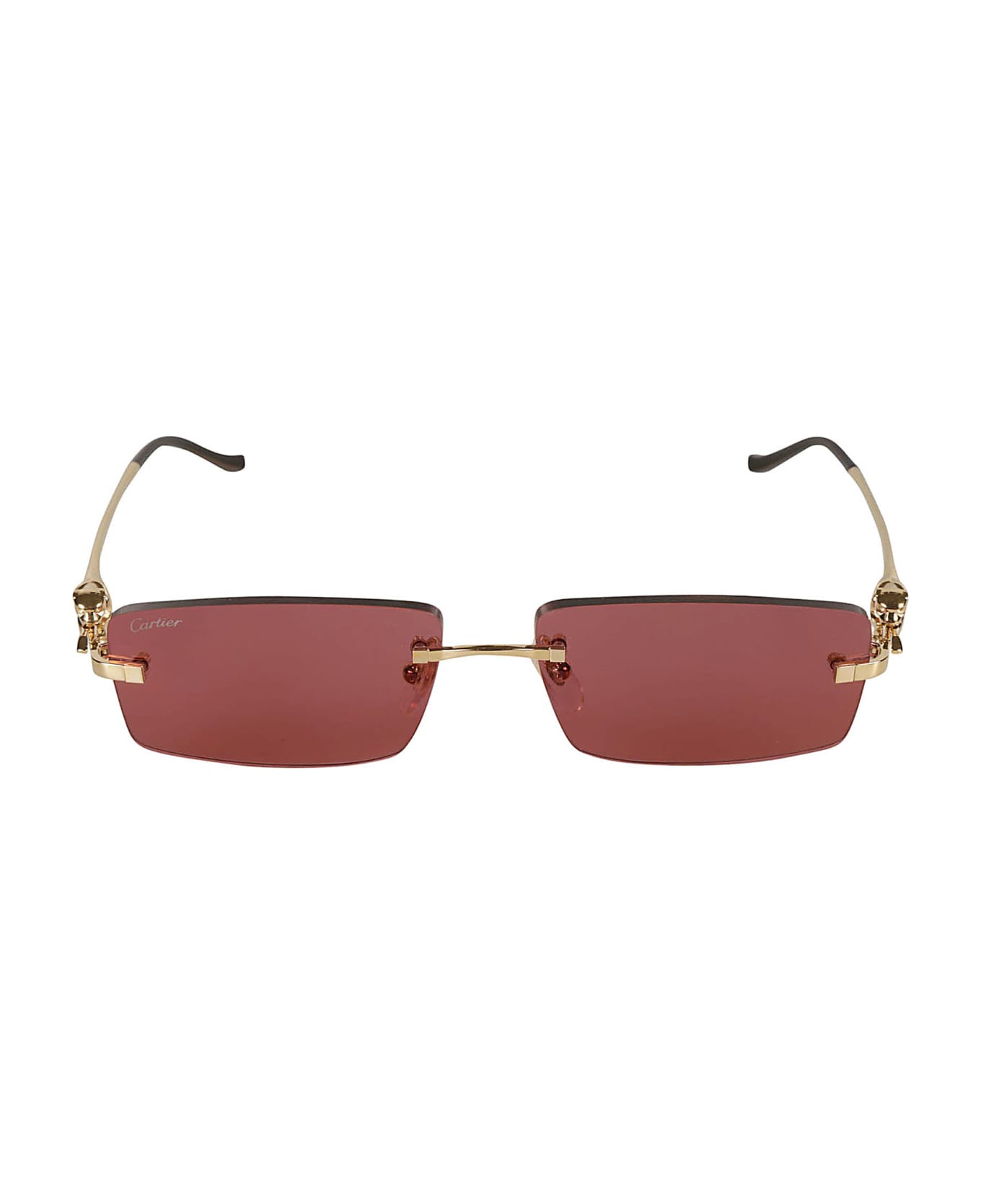 Cartier Eyewear Rectangular Long Sunglasses Sunglasses - Gold/Red