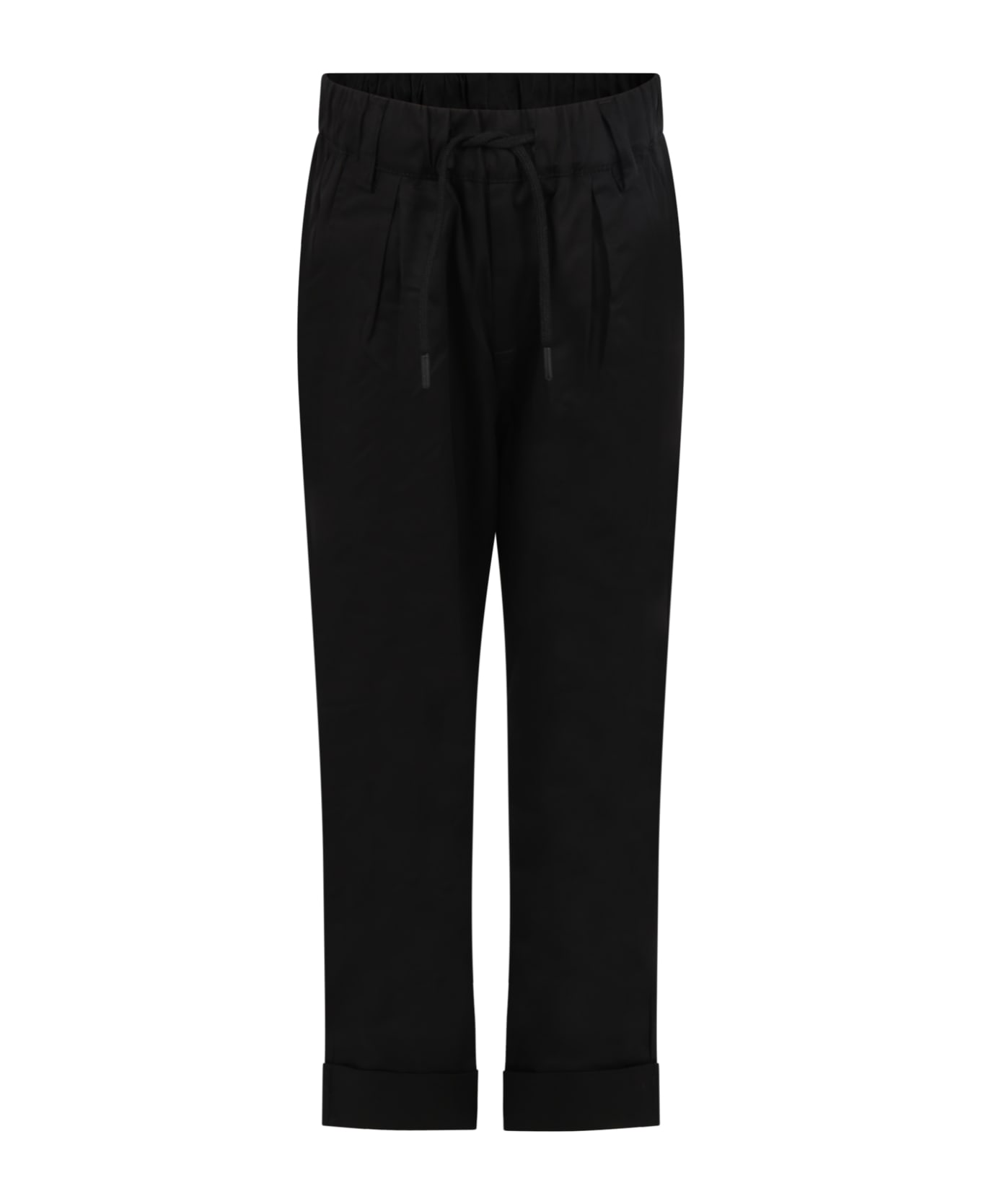 MSGM Black Trousers For Boy With Logo Patch - Black