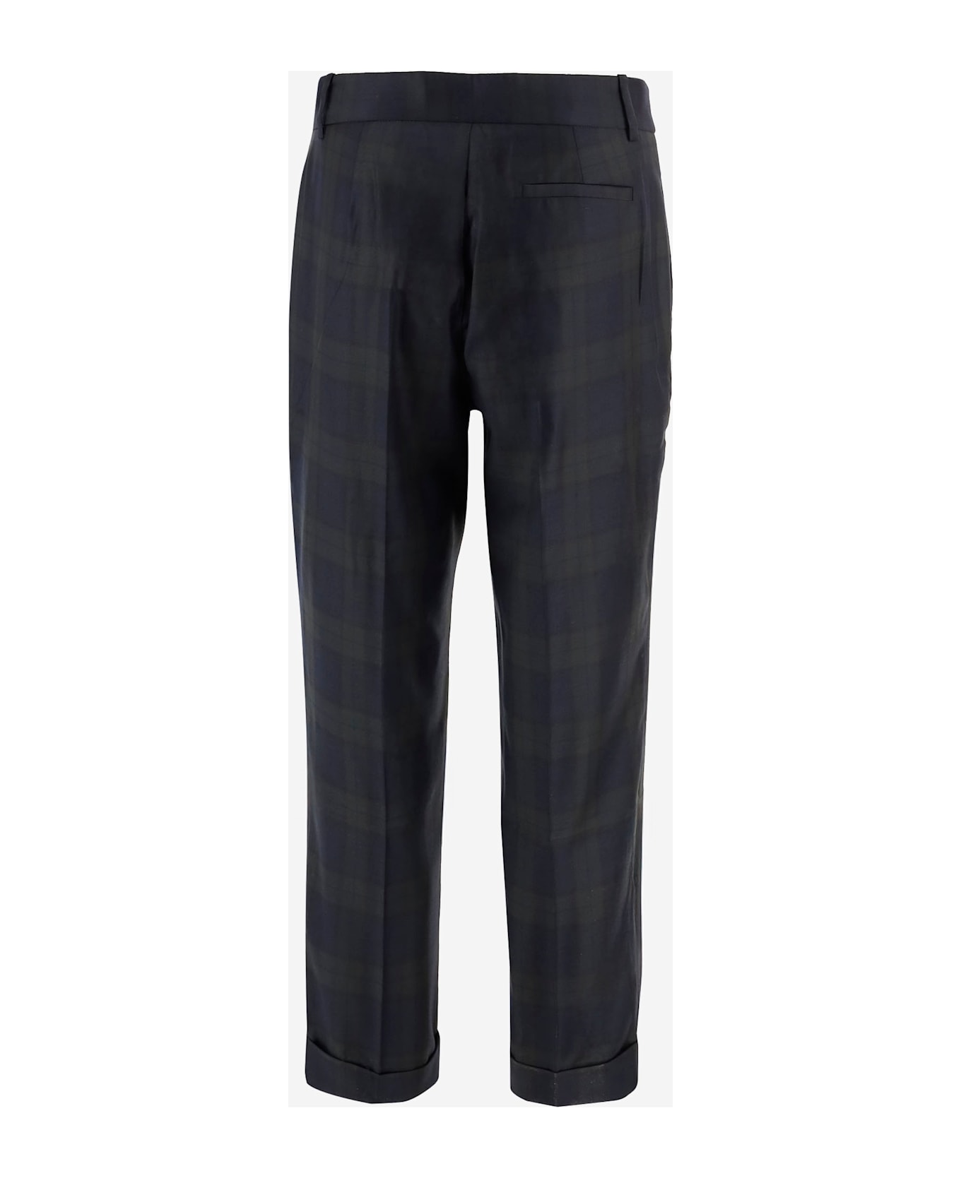 Sa Su Phi Angela Tartan Wool Pants With Turn-ups - Red