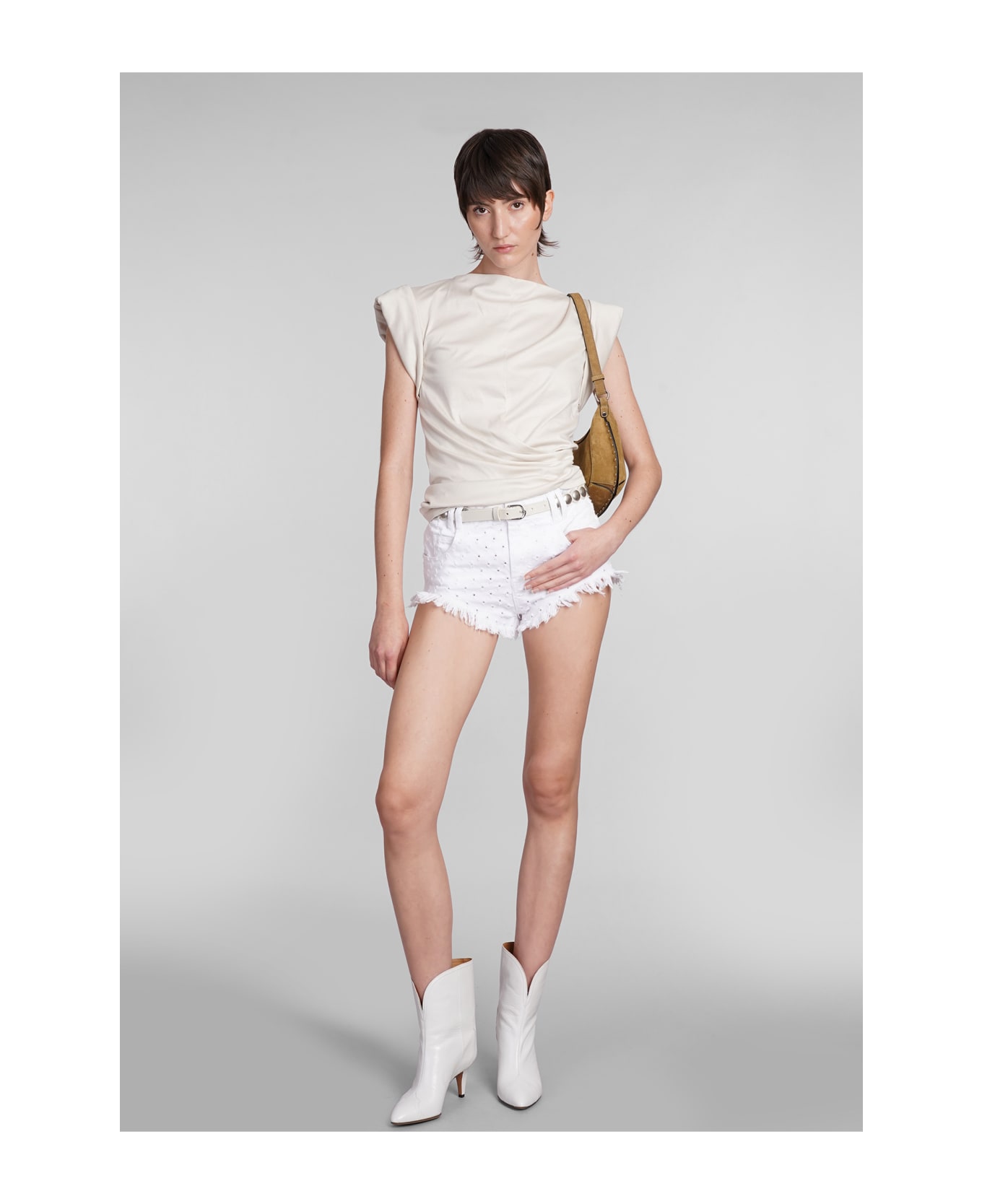 Isabel Marant Aneida Shorts In White Cotton - white