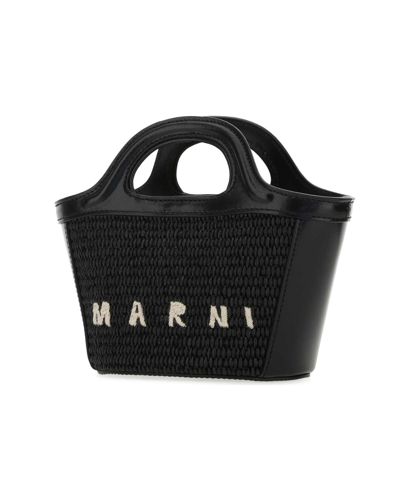 Marni Black Leather And Straw Micro Tropicalia Summer Handbag - 00N99 トートバッグ