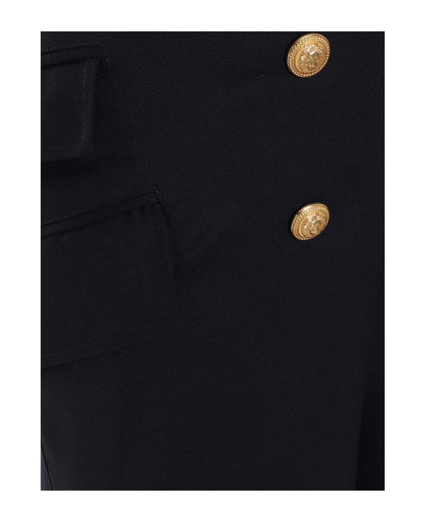 Balmain Black Shorts With Buttons - BLUE