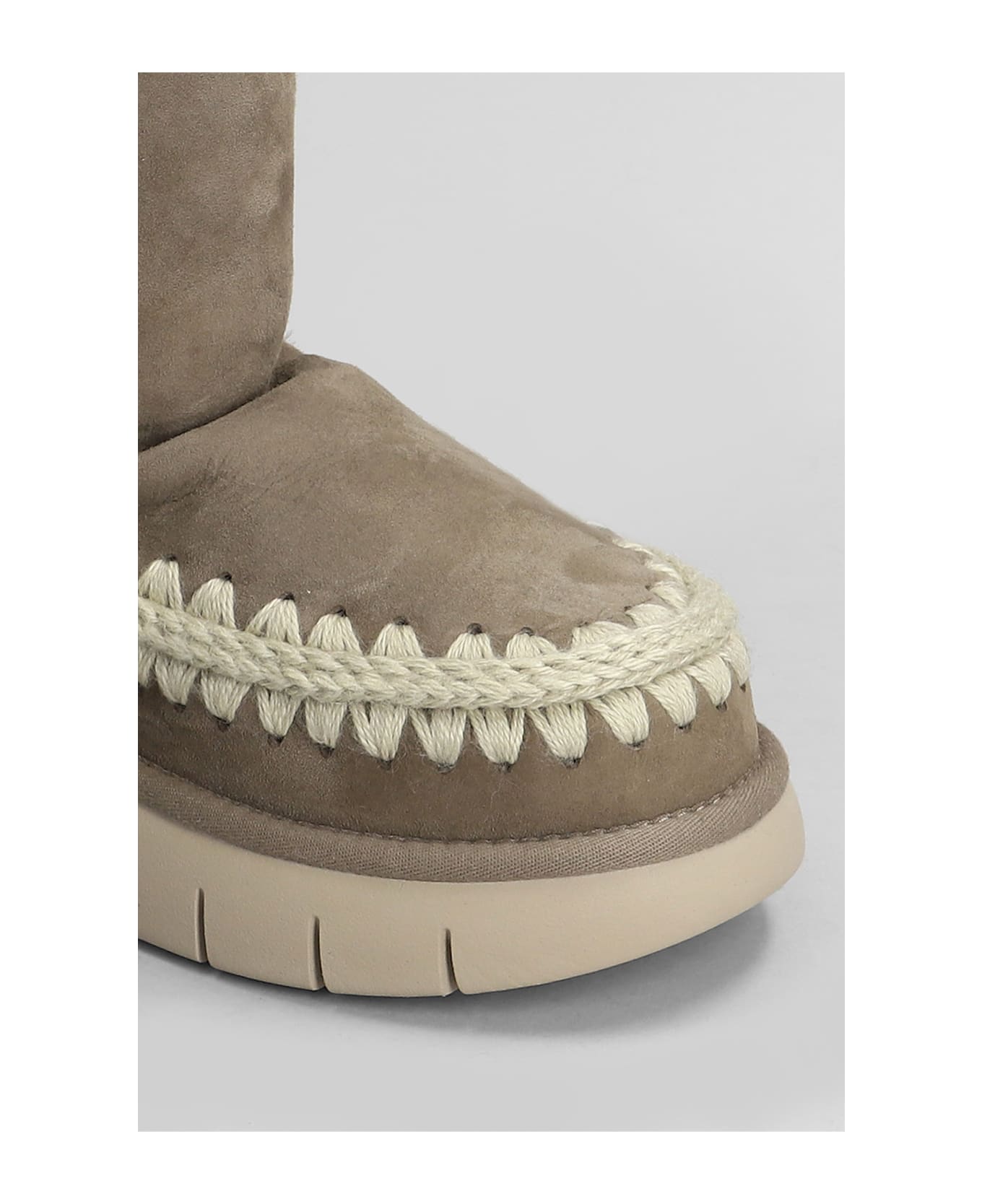 Mou Eskimo Bounce 40 Low Heels Boots In Grey Suede - grey