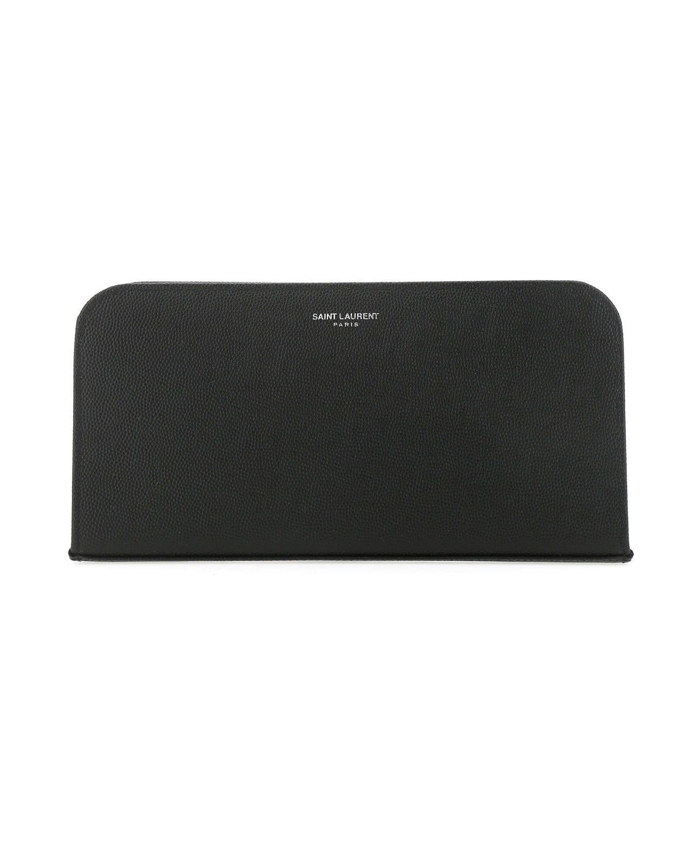 Saint Laurent Black Leather Wallet - Nero
