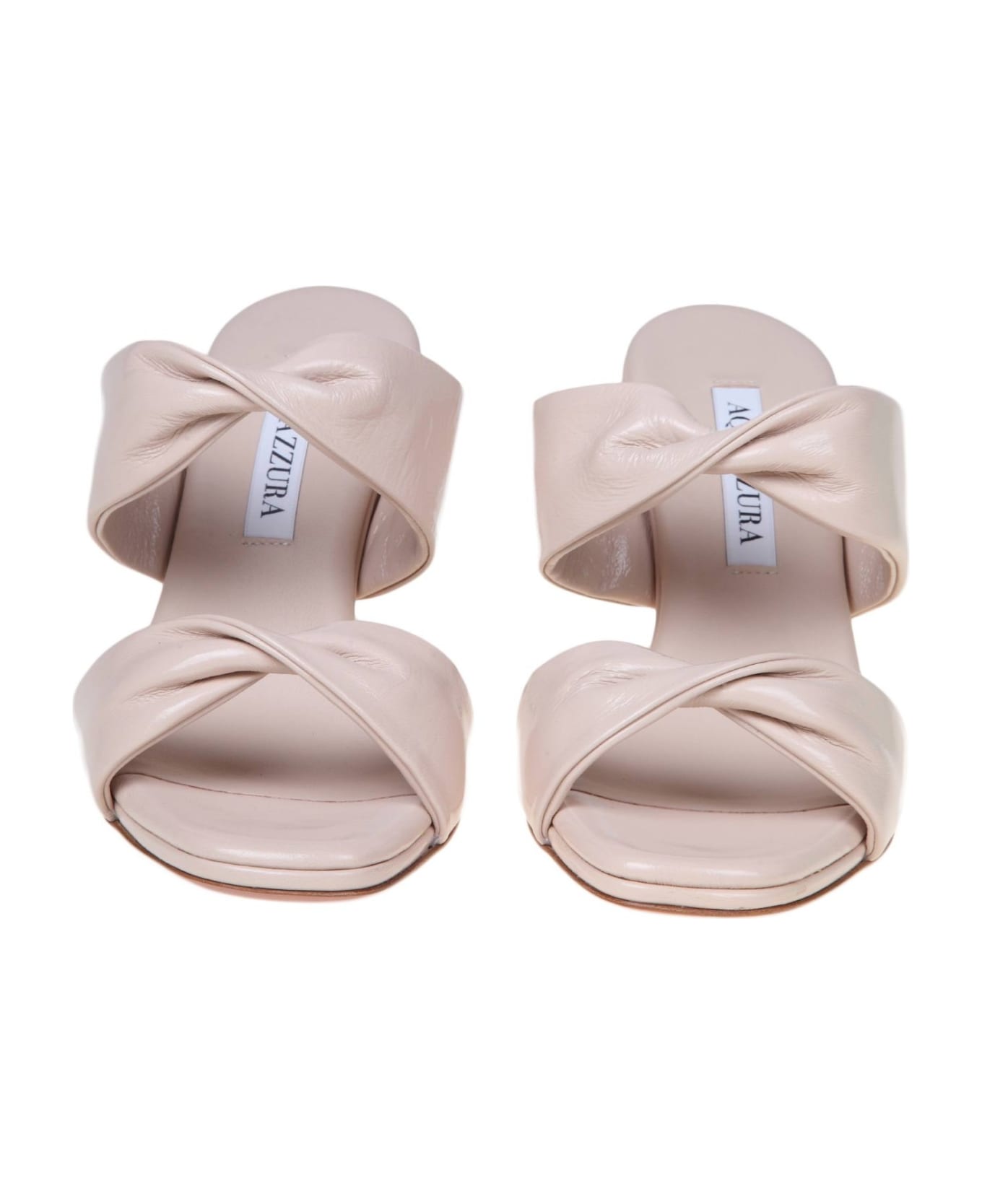 Aquazzura Twist 75 Sandal In Soft Leather - Nude サンダル