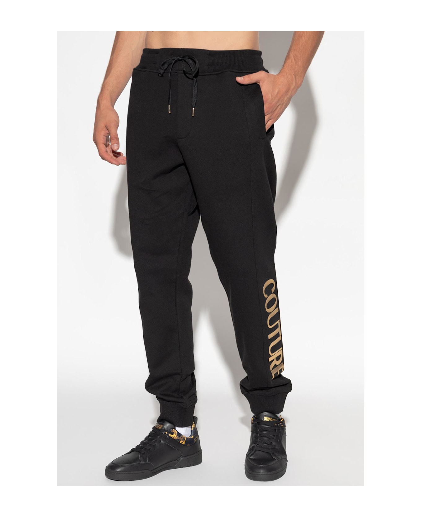 Versace Jeans Couture Sweatpants With Printed Logo - black