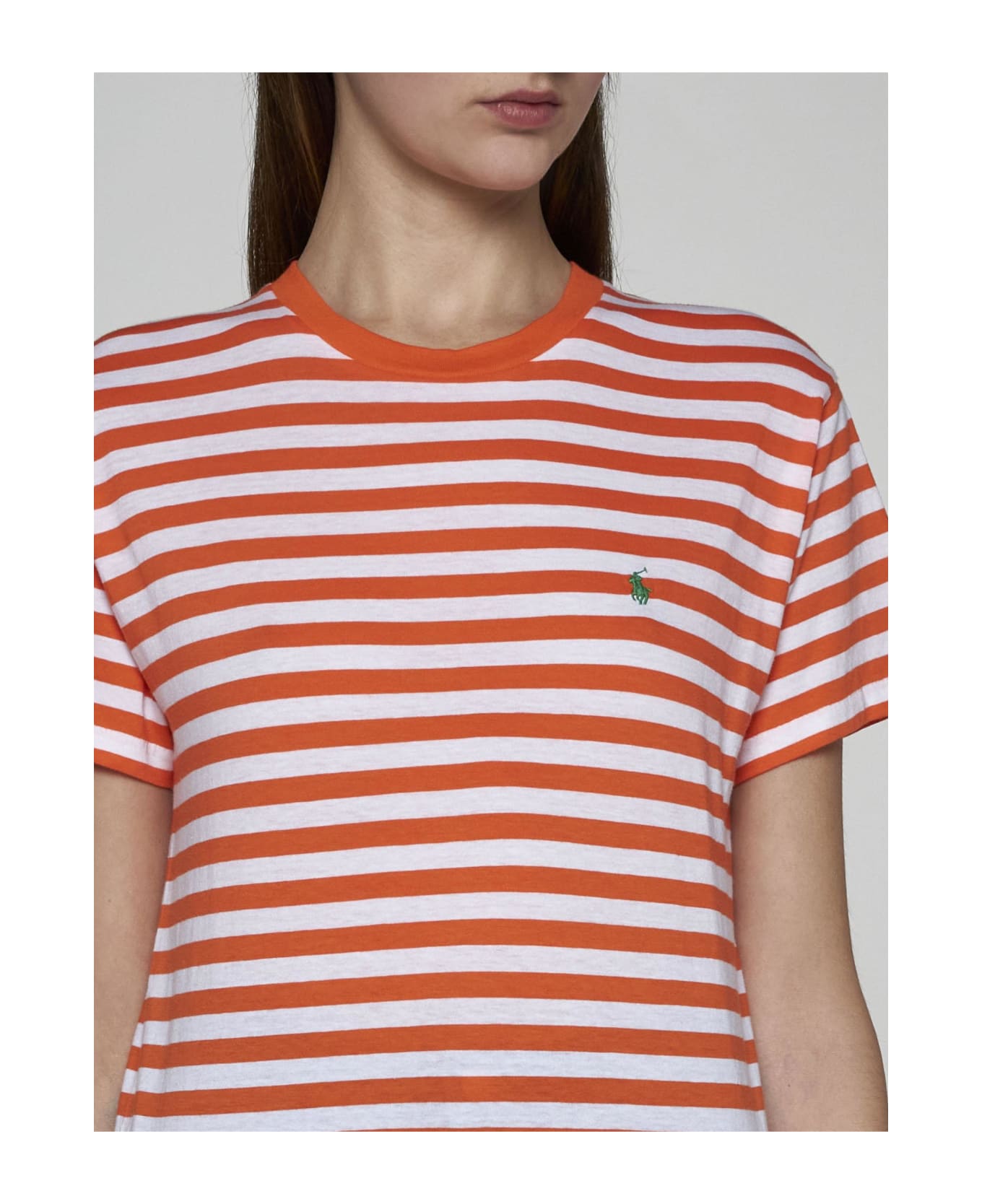 Ralph Lauren Striped Cotton T-shirt - Orange White