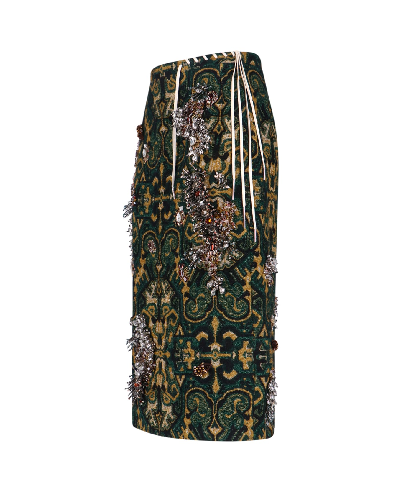 Dries Van Noten Skirt With "sokna" Crystals - Green