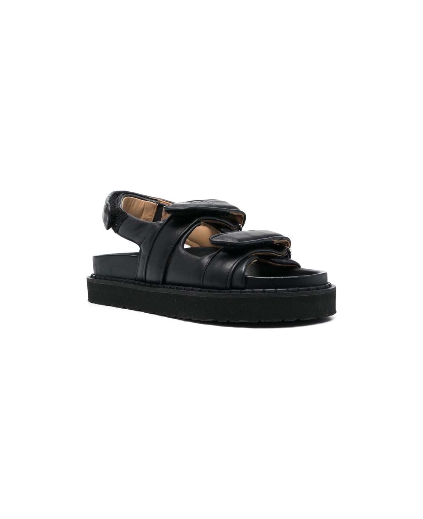 Isabel Marant Black Touch-strap Platform Sandals In Leather Woman - Black サンダル