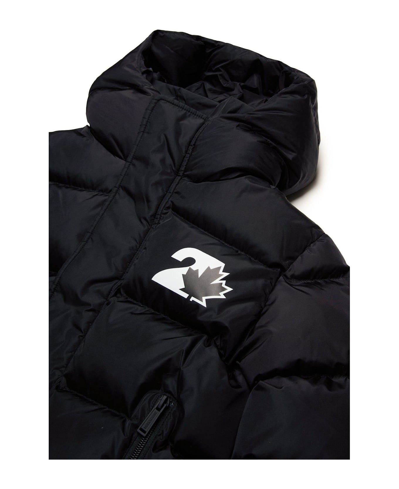 Dsquared2 Logo Printed Hooded Down Jacket - Black