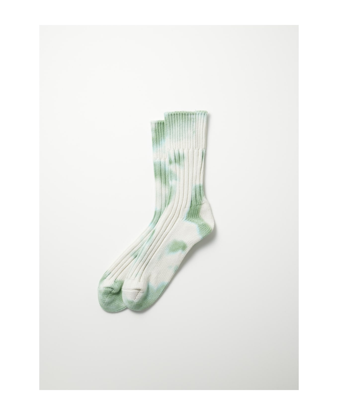Rototo Chunky Ribbed Crew Tie Dye - L.green White 靴下
